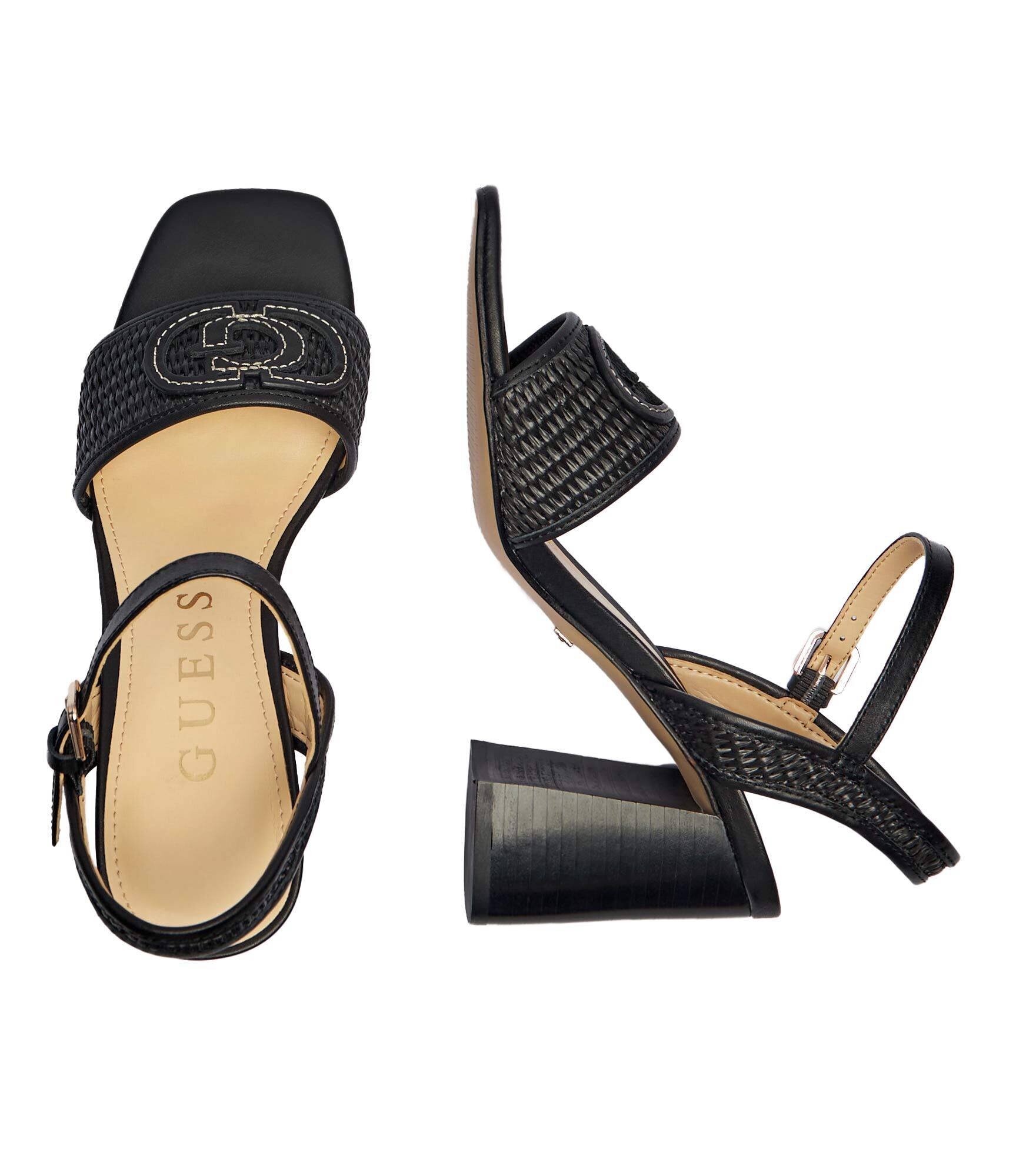 GUESS Sandale cu toc gros Grato cu adaos de piele