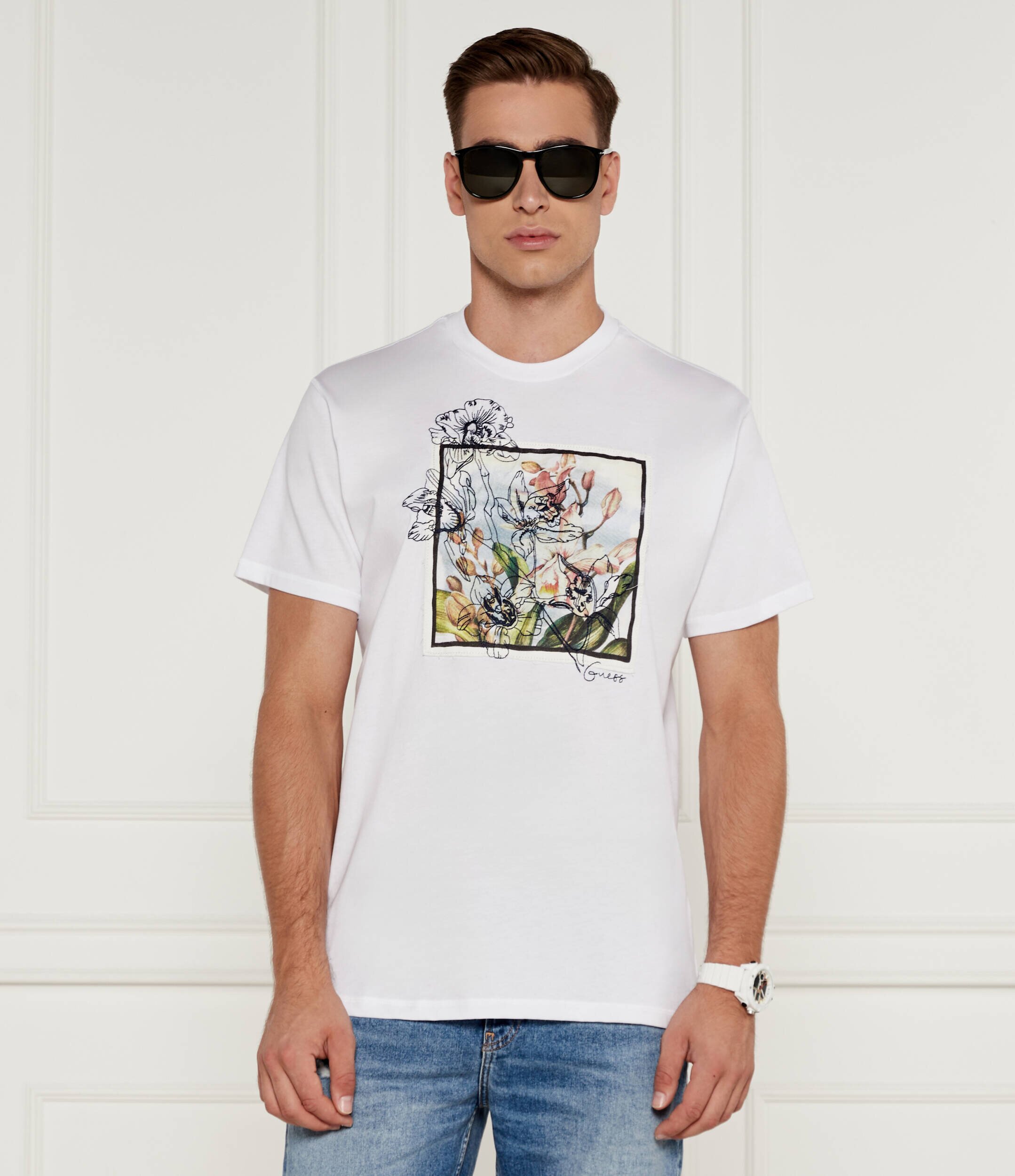 GUESS Tricou FLOWER BOX | Regular Fit