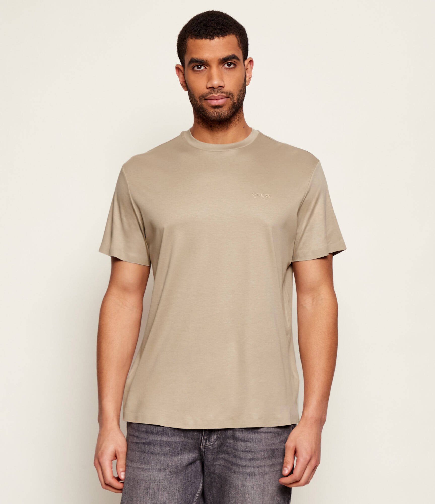 GUESS Tricou | regular fit cu adaos de mătase