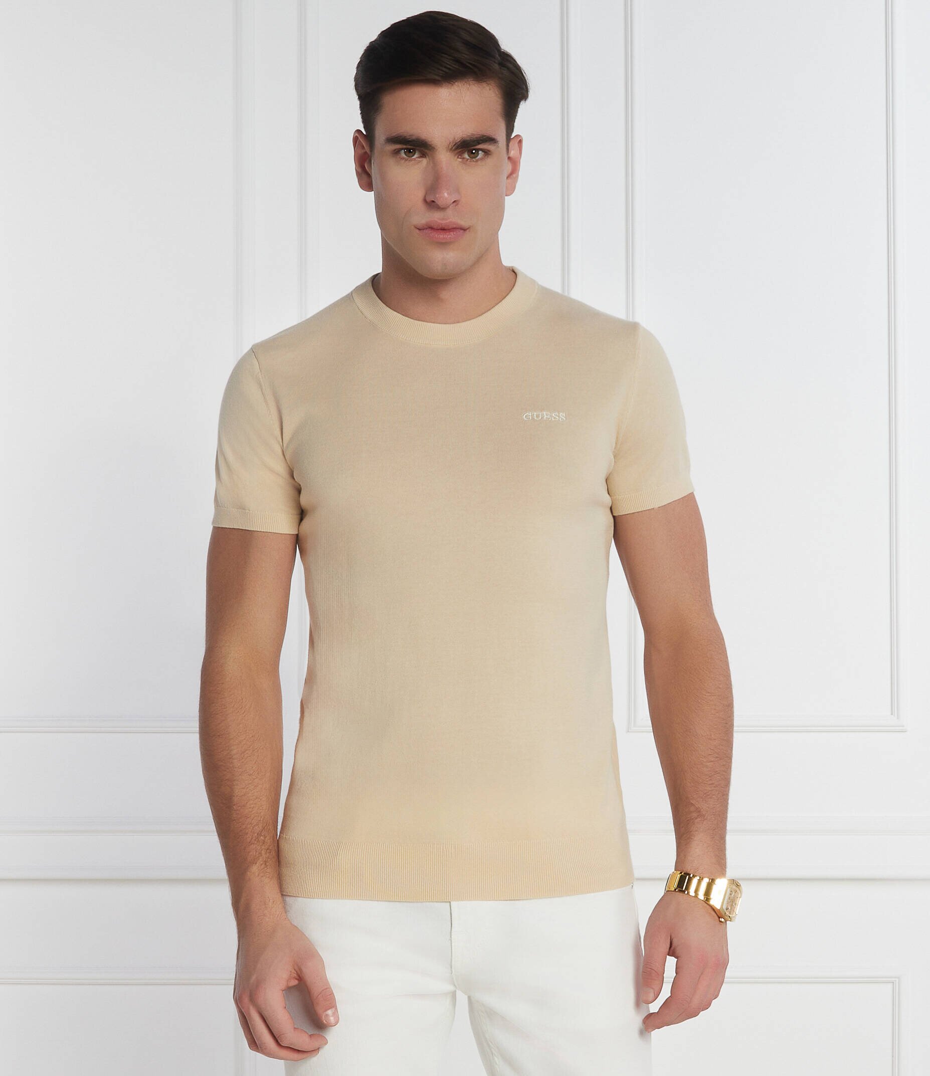 GUESS Tricou | Regular Fit cu adaos de mătase