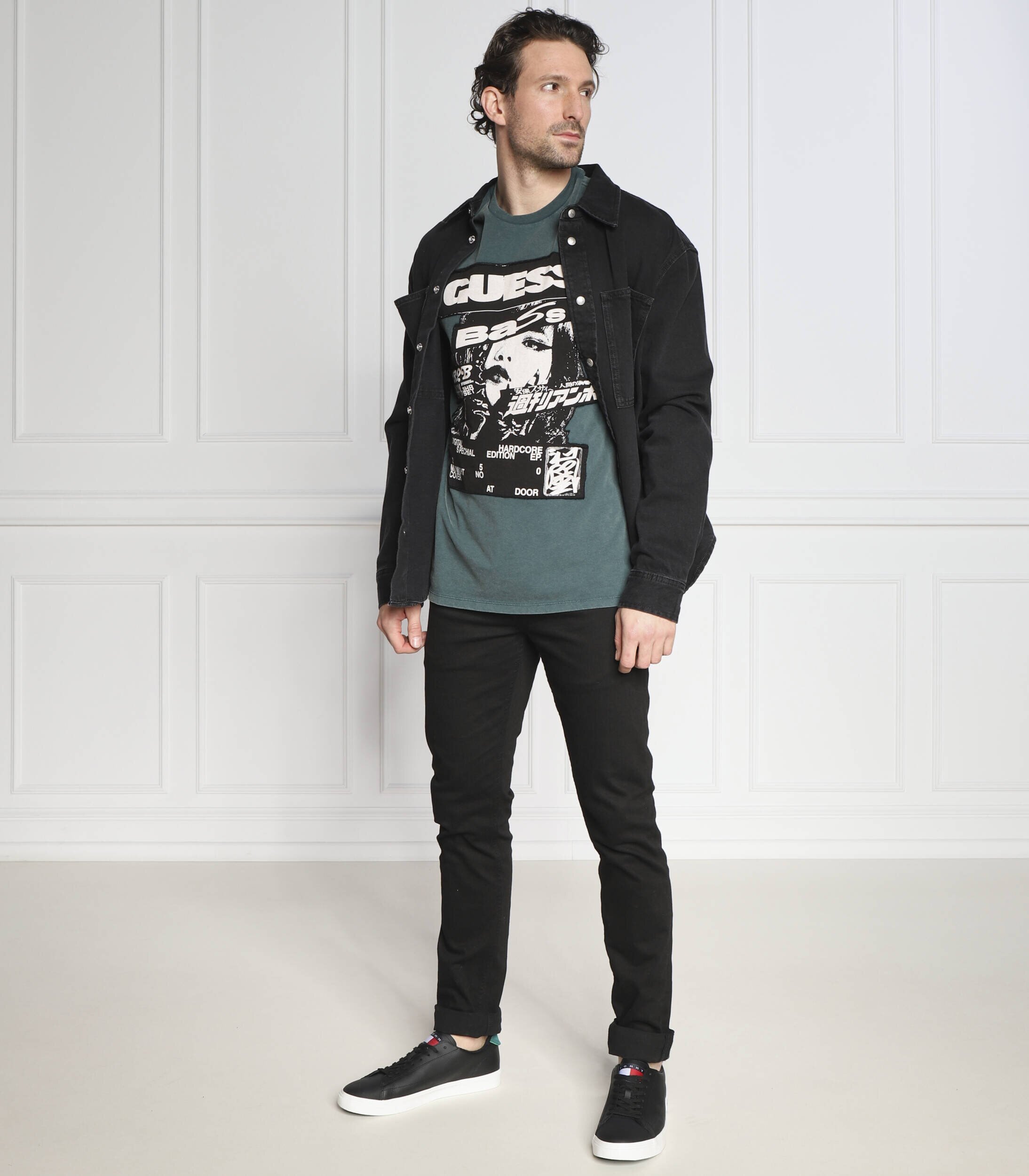 GUESS Tricou SS BSC MUSIC POSTER | Regular Fit