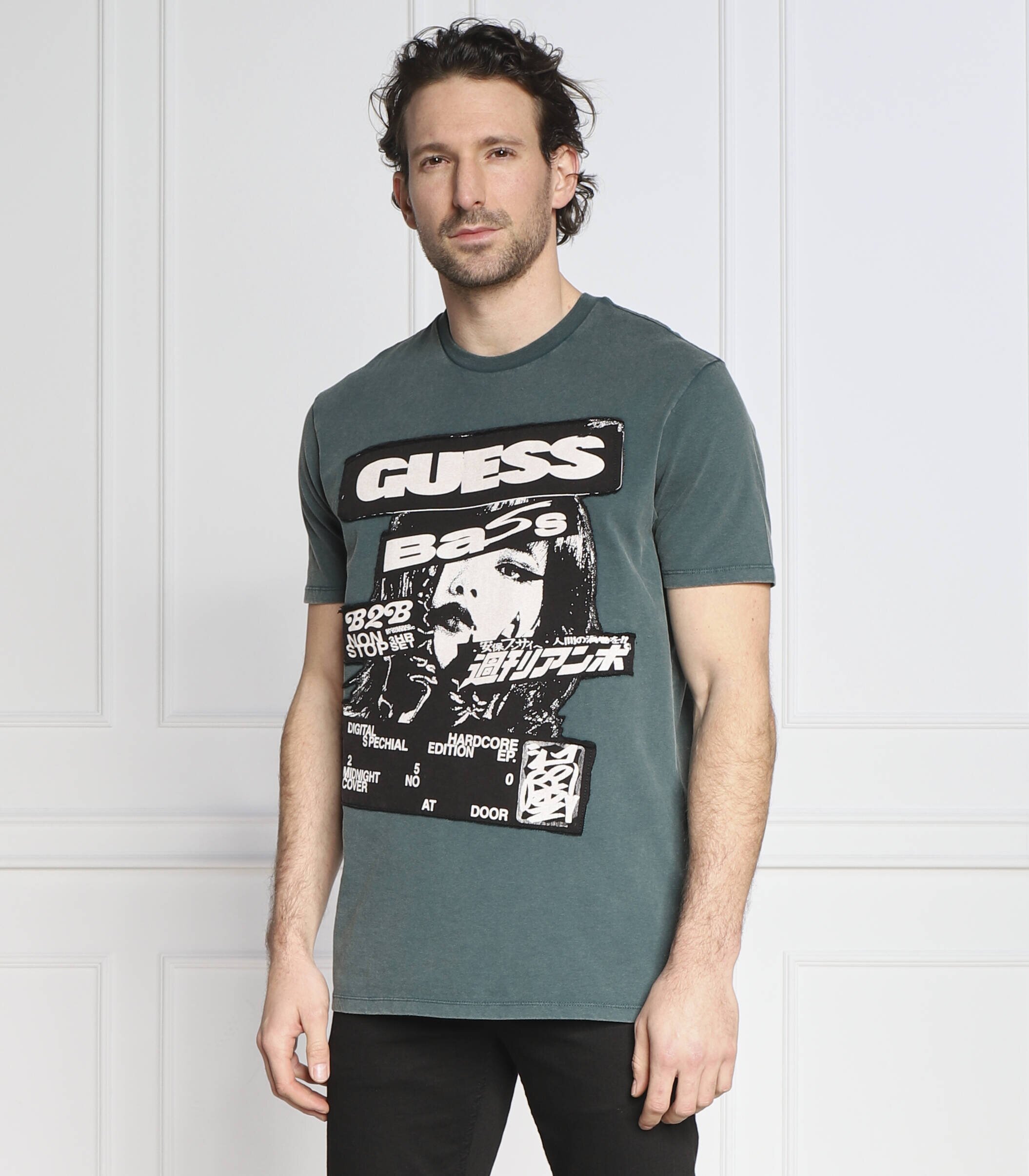 GUESS Tricou SS BSC MUSIC POSTER | Regular Fit