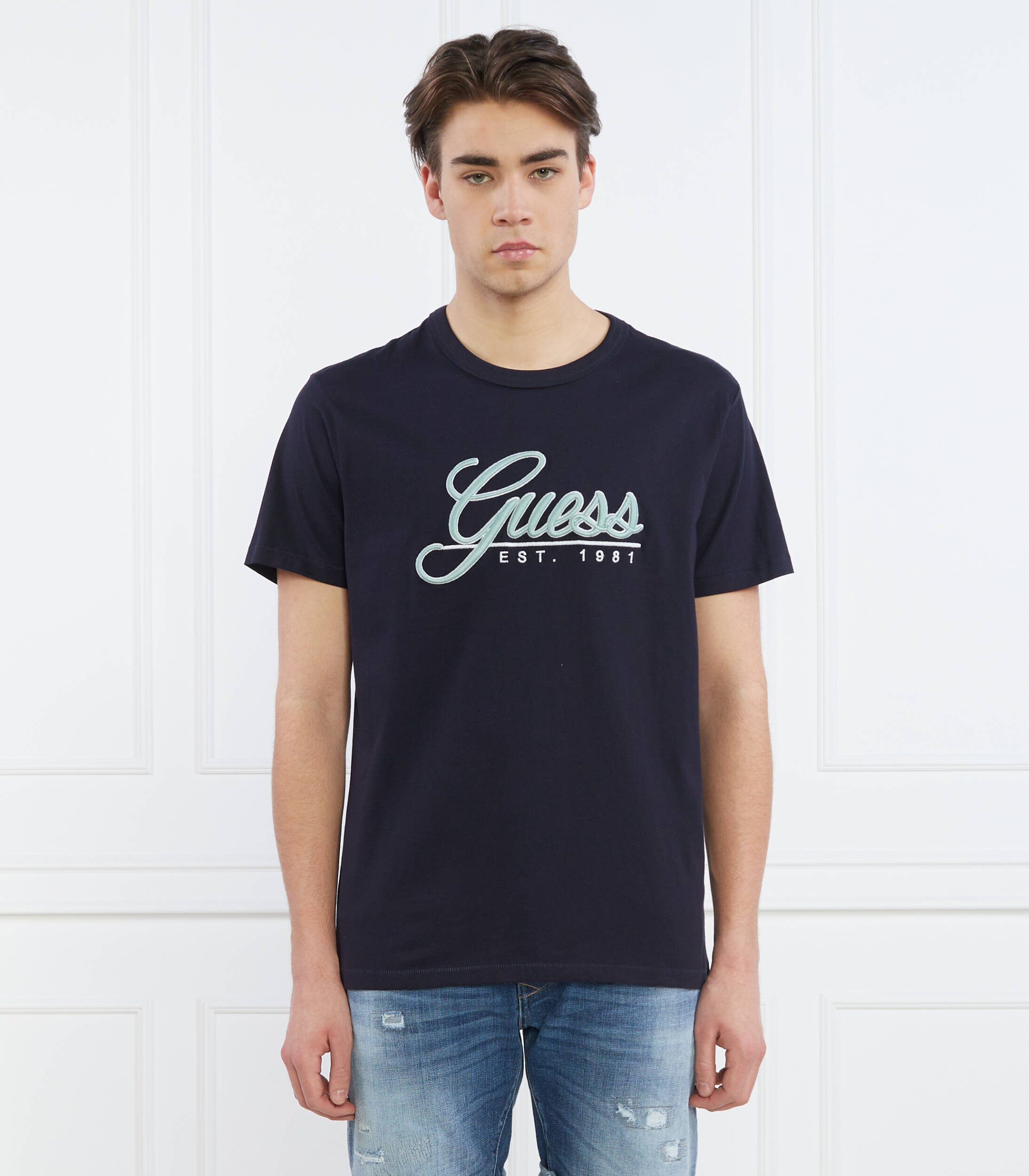 GUESS Tricou SS CN 3D EMBRO | Regular Fit