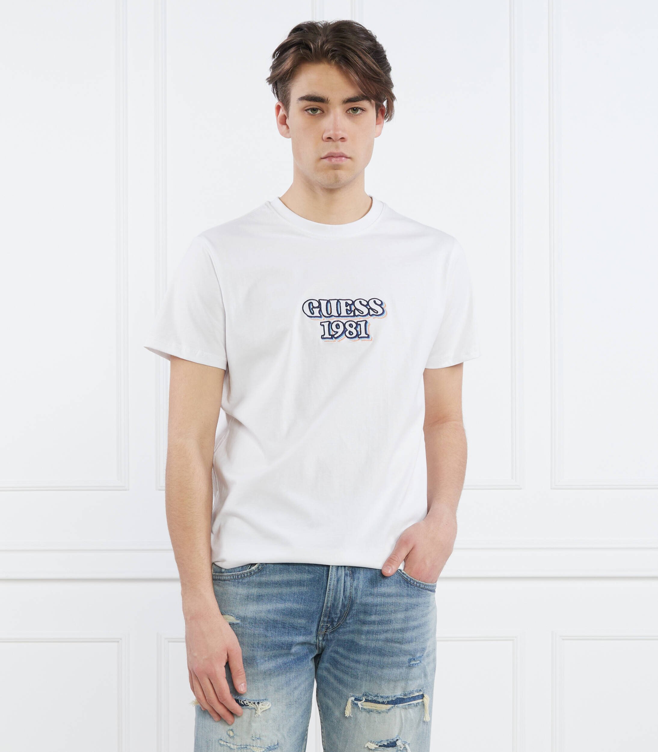 GUESS Tricou SS CN EMBRO BO | Regular Fit