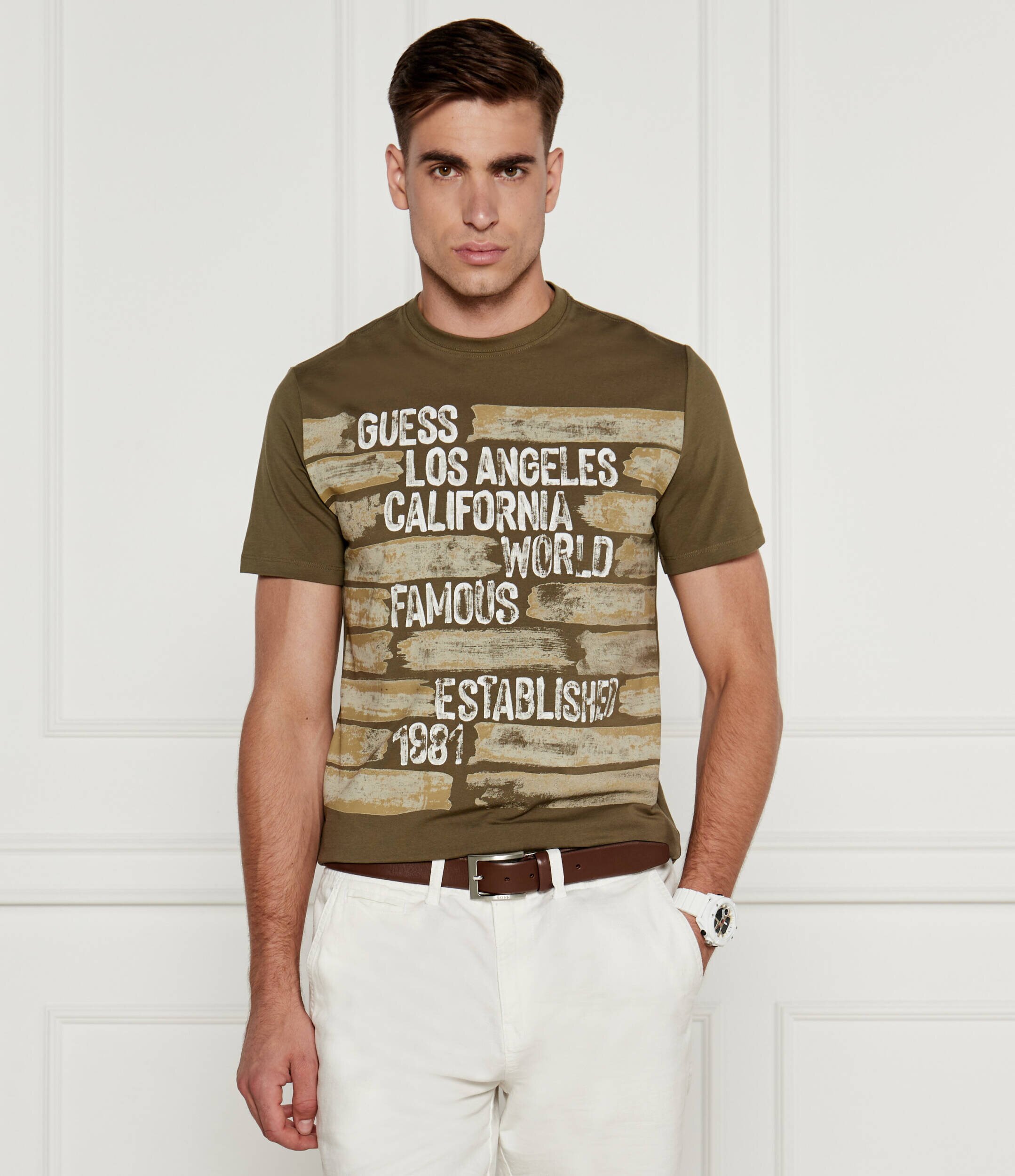 GUESS Tricou WORLD FAMOUS | Slim Fit