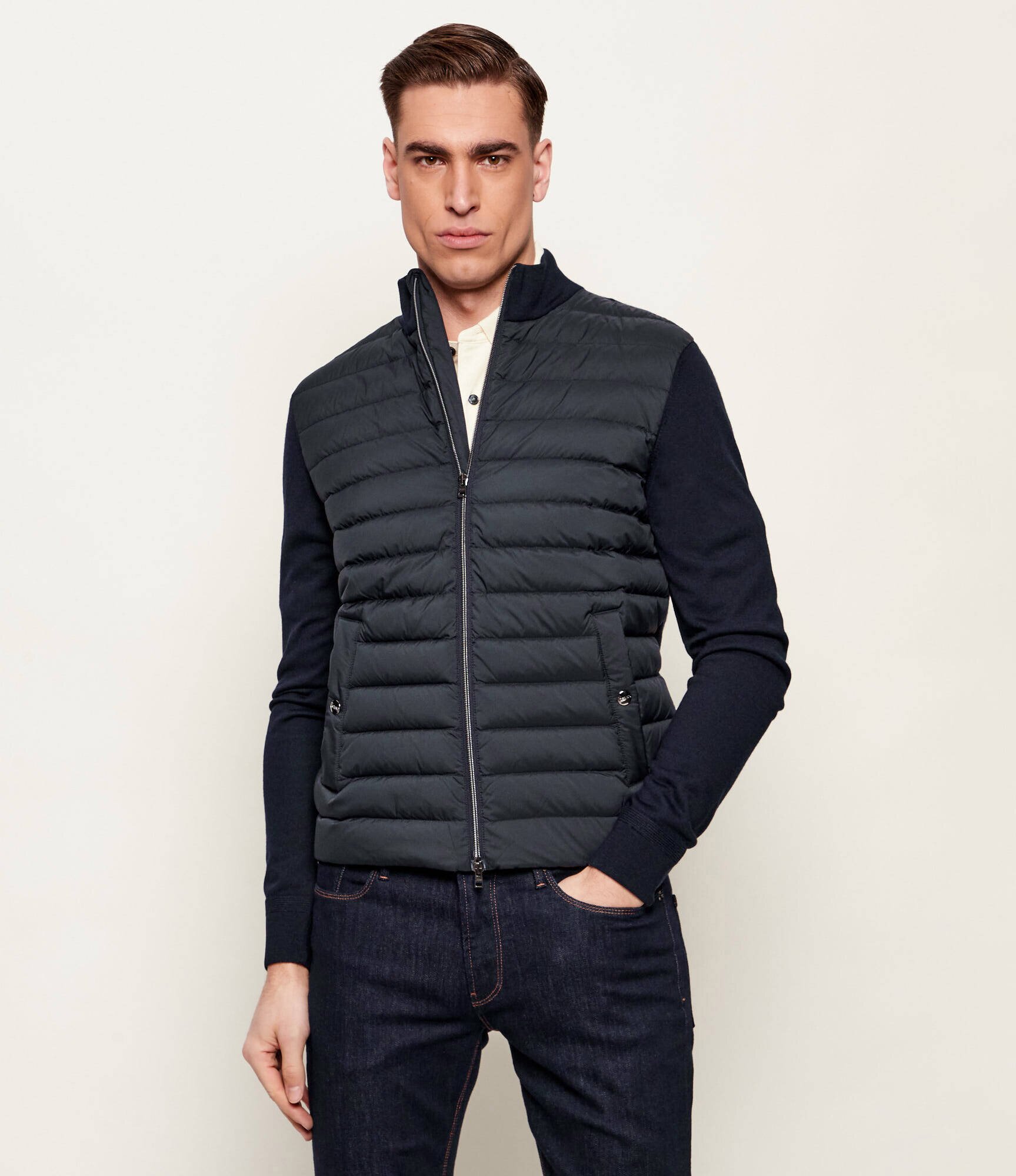 Herno De puf de lână geacă | Slim Fit cu adaos de mătase