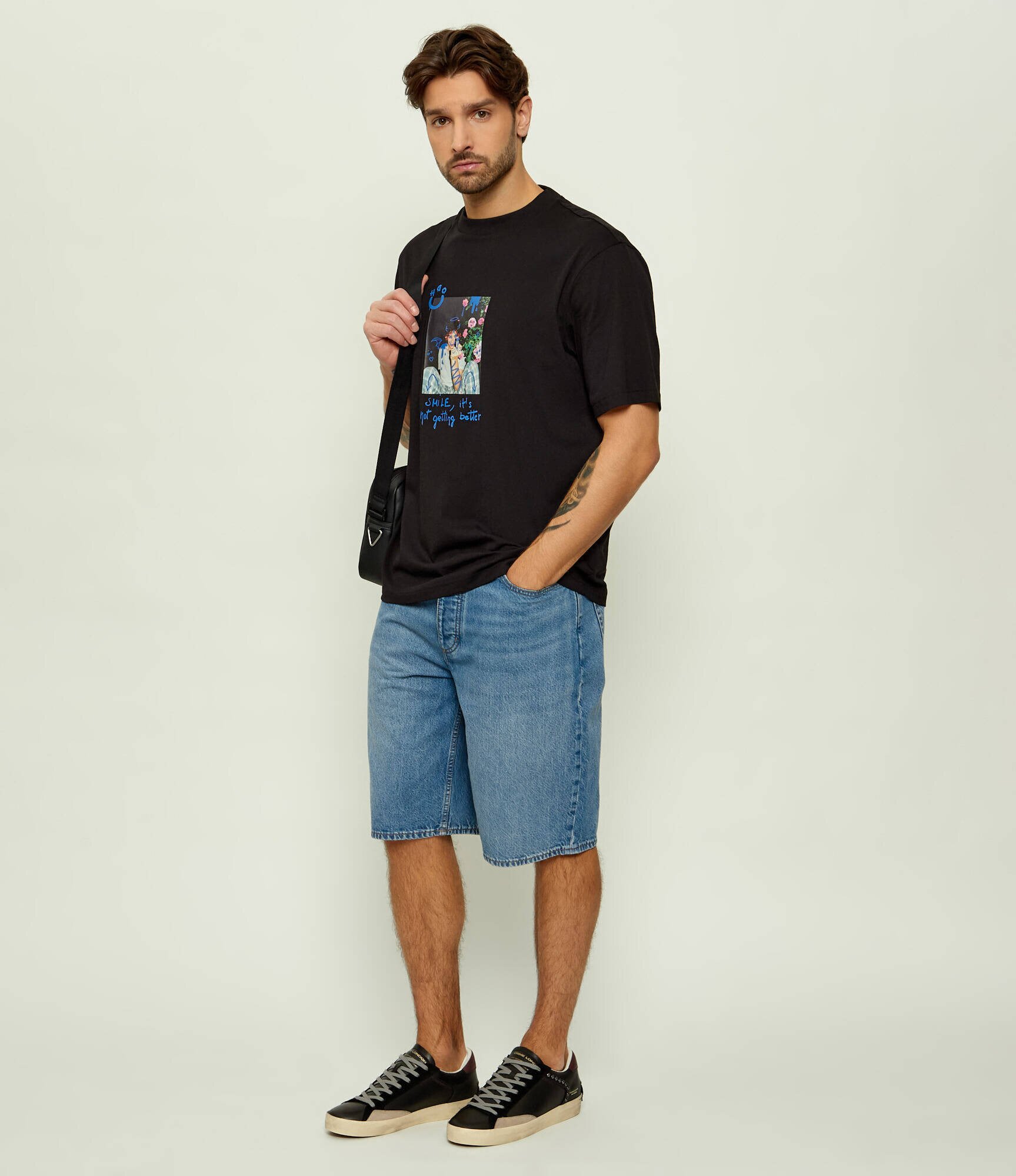 HUGO Blue De blugi pantaloni scurți Skate | Straight fit