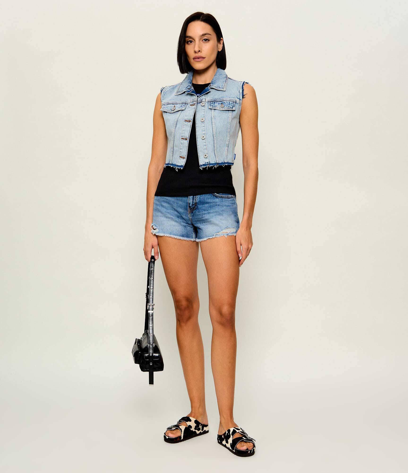 HUGO Blue De blugi vestă Garis_B | Cropped Fit