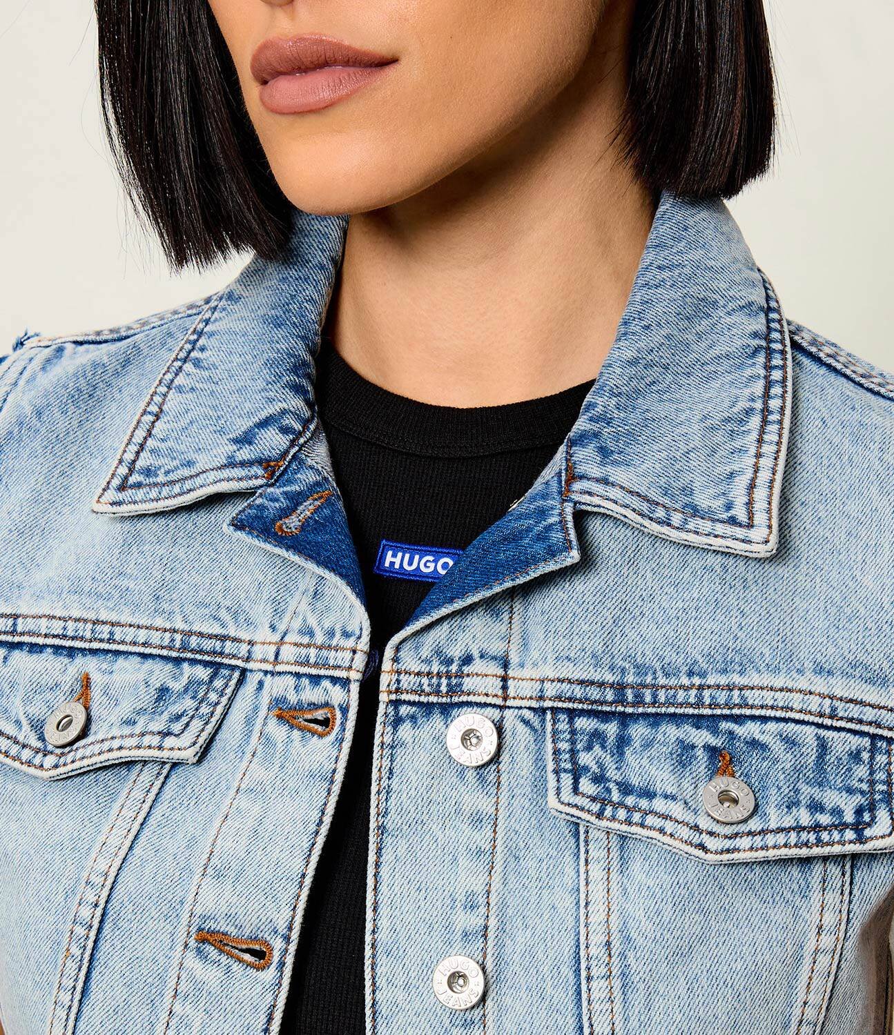 HUGO Blue De blugi vestă Garis_B | Cropped Fit