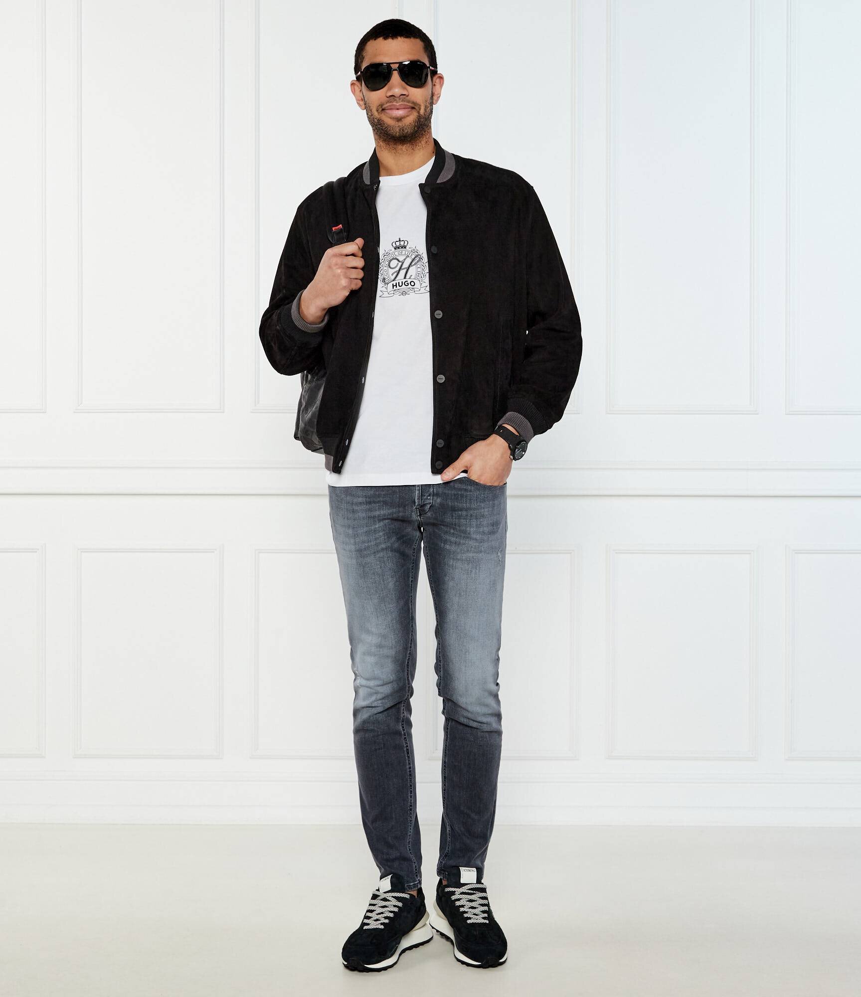 Hugo De piele geacă bomber Ledam | Loose fit
