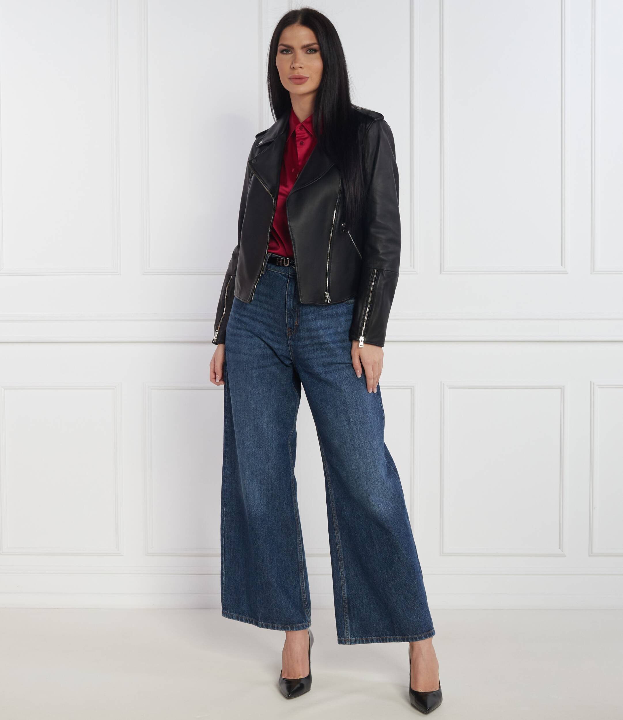Hugo De piele geacă de piele Lujana | Slim Fit