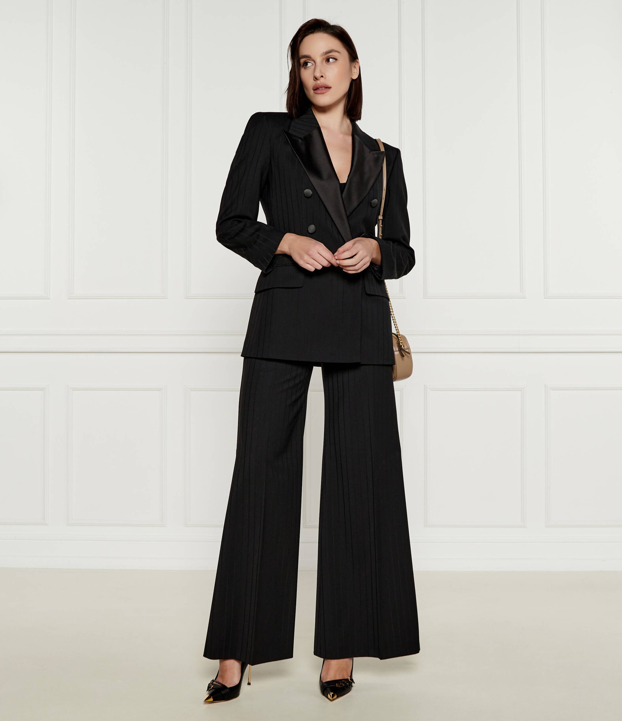 Hugo Pantaloni Havinare | flare fit cu adaos de lână