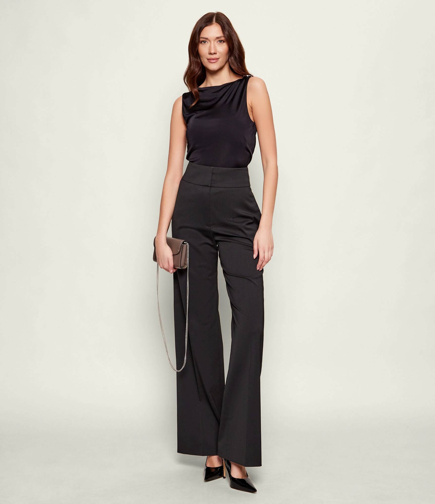 Hugo Pantaloni Himia | flare fit cu adaos de lână