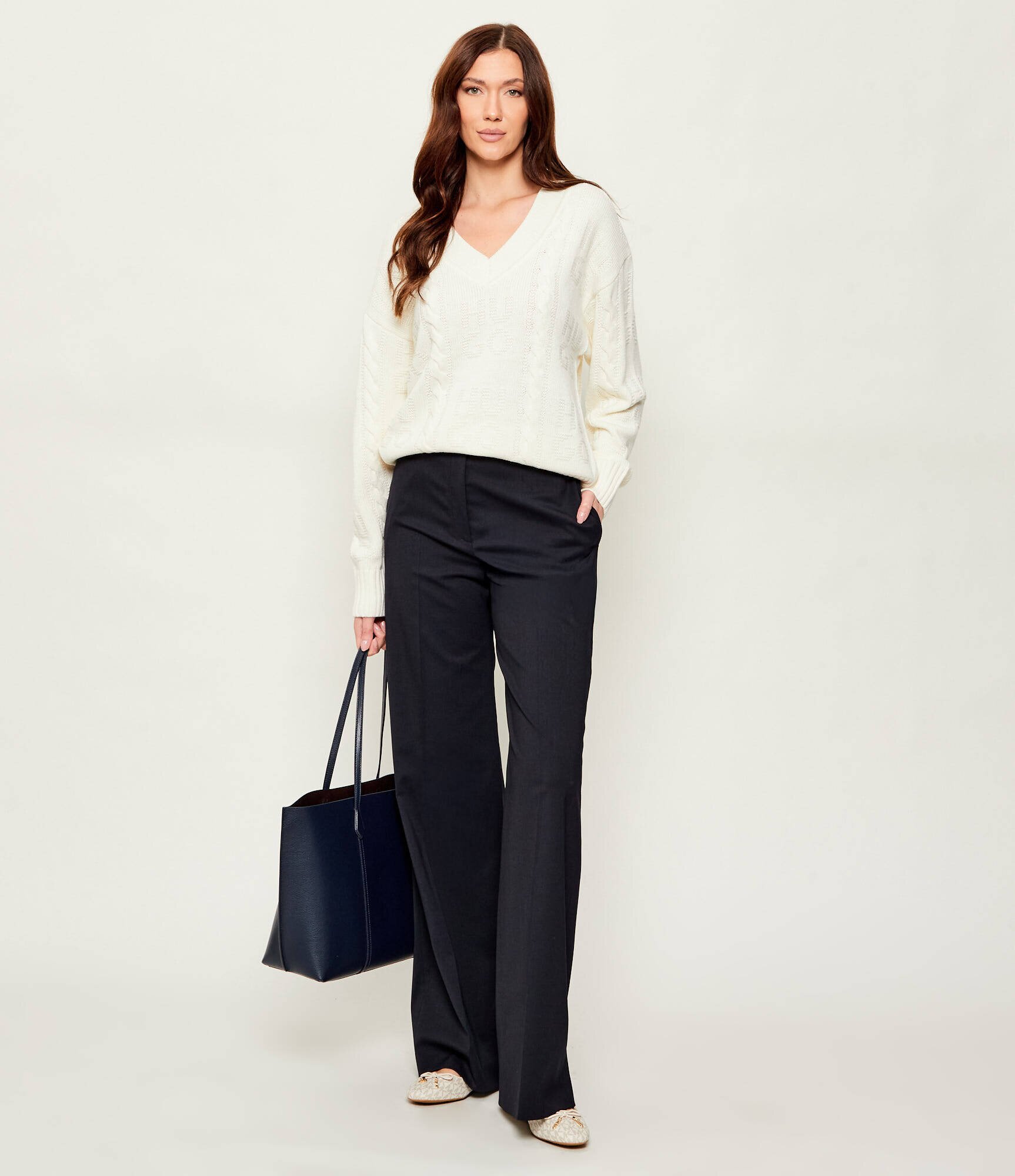 Hugo Pantaloni Himia | flare fit cu adaos de lână