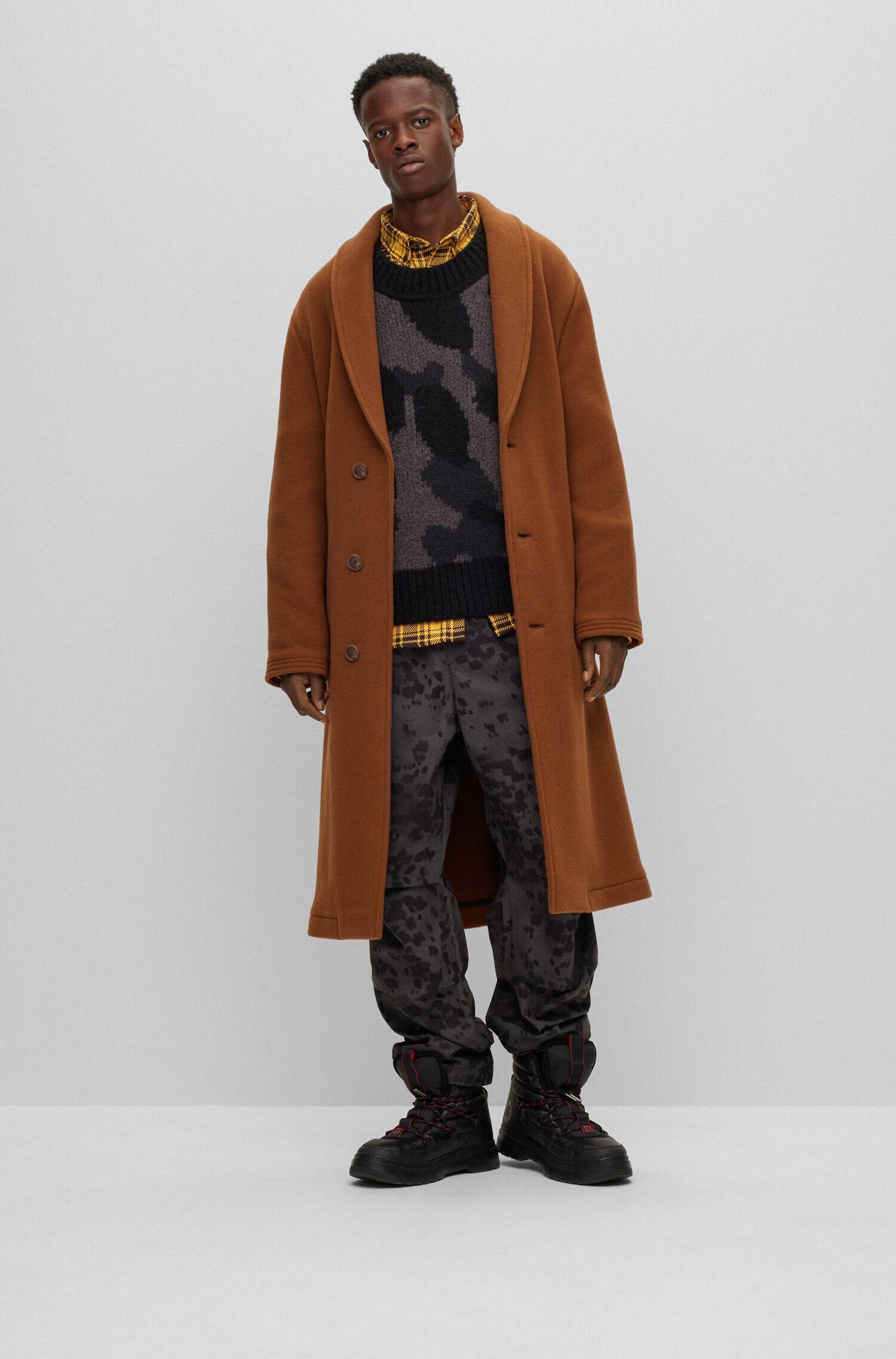 Hugo Pulover Sattiner | Oversize fit cu adaos de lână