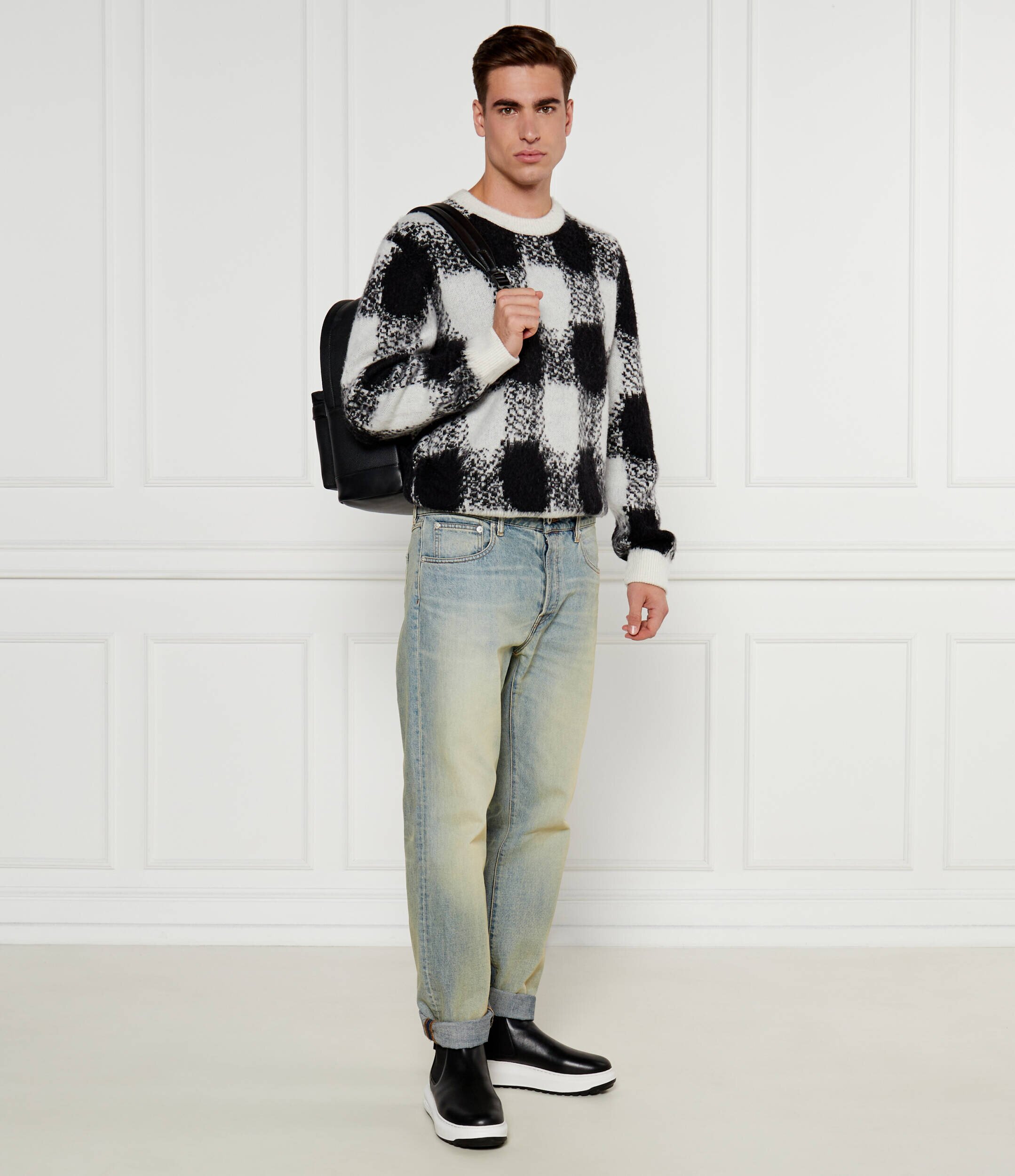 Hugo Pulover Shequer | Oversize fit cu adaos de lână