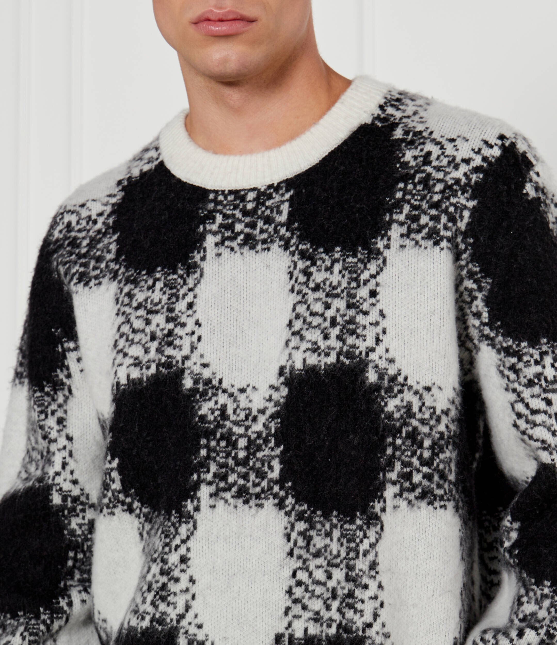 Hugo Pulover Shequer | Oversize fit cu adaos de lână