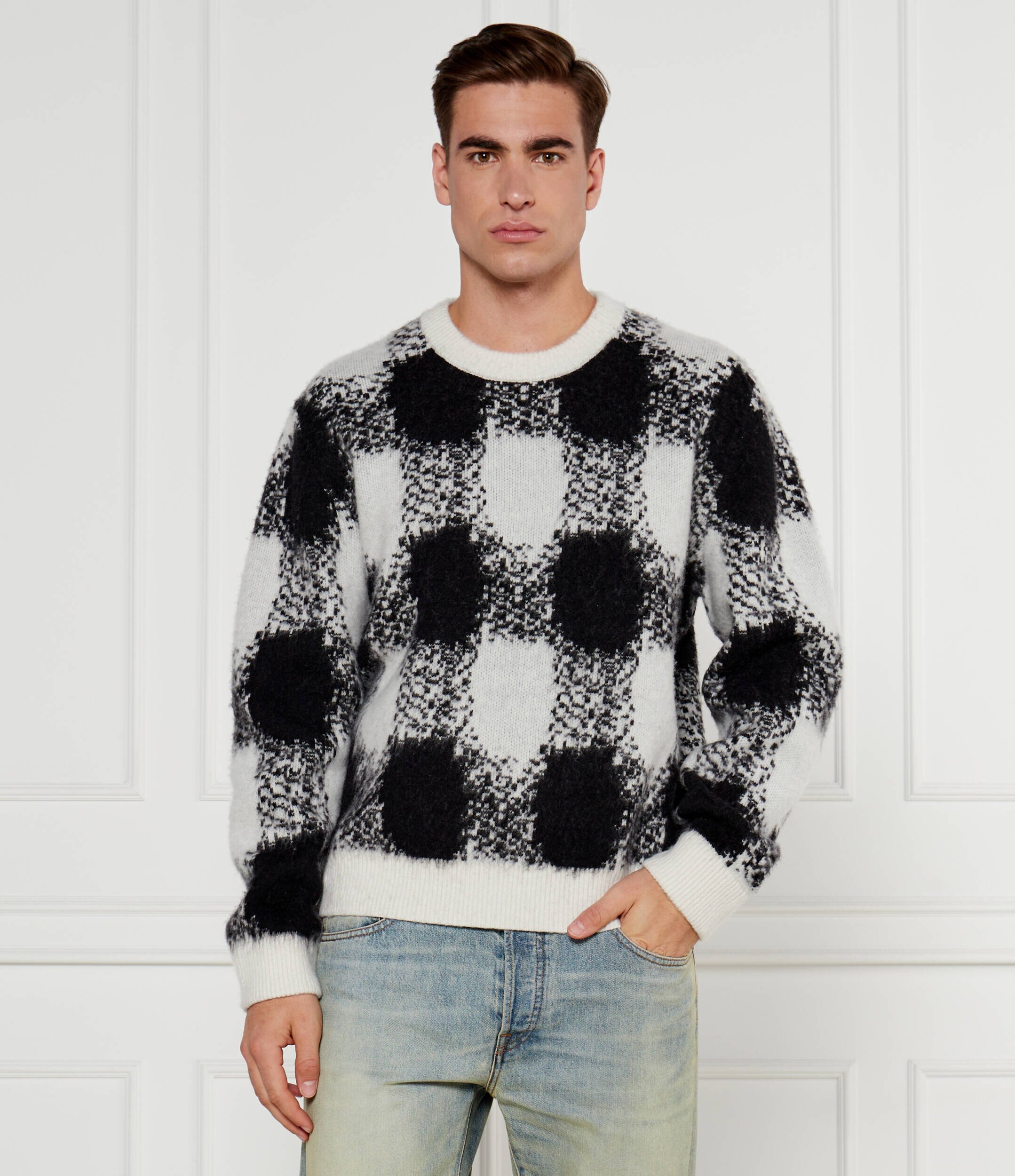 Hugo Pulover Shequer | Oversize fit cu adaos de lână