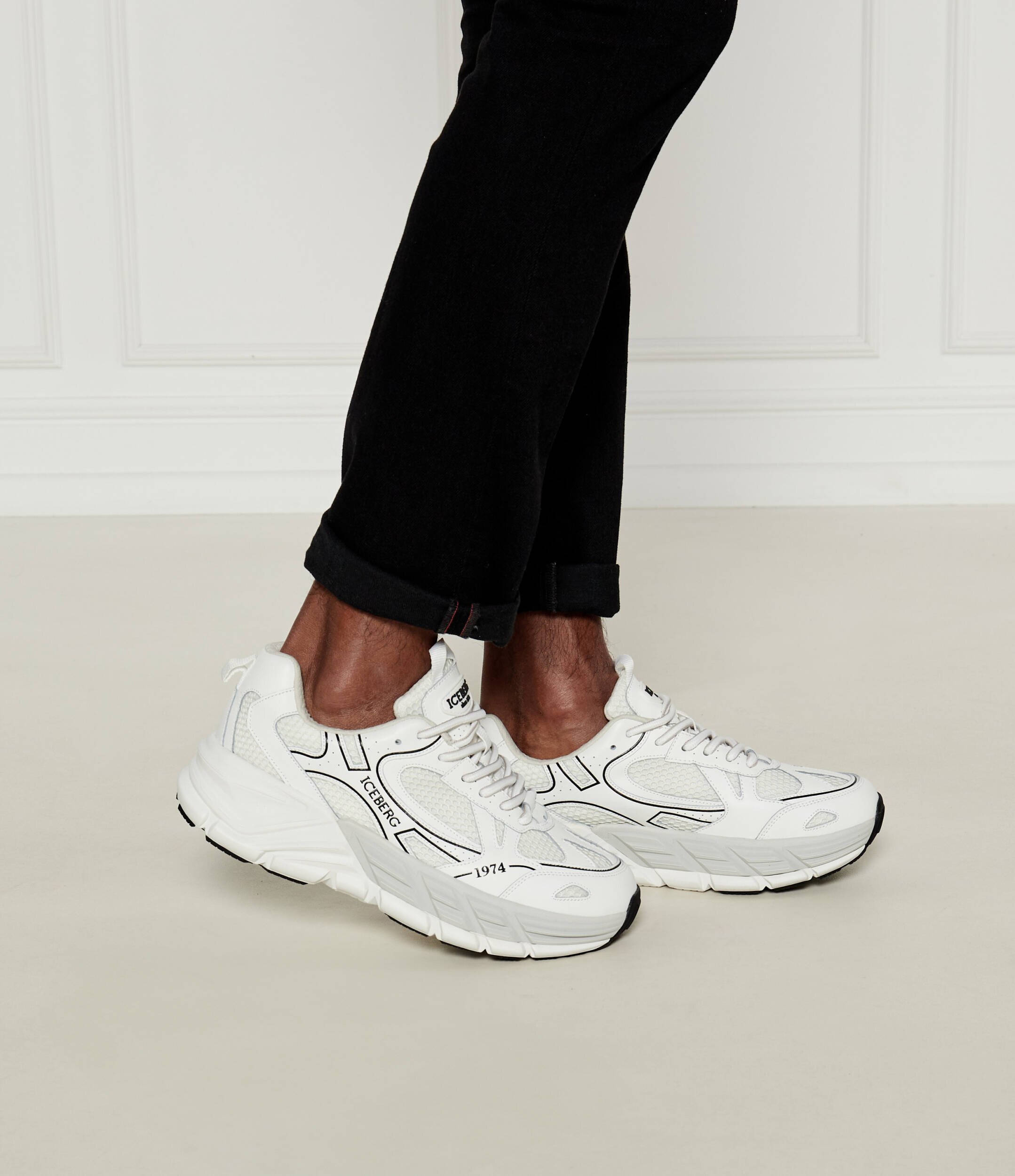 Iceberg Sneakers cu adaos de piele