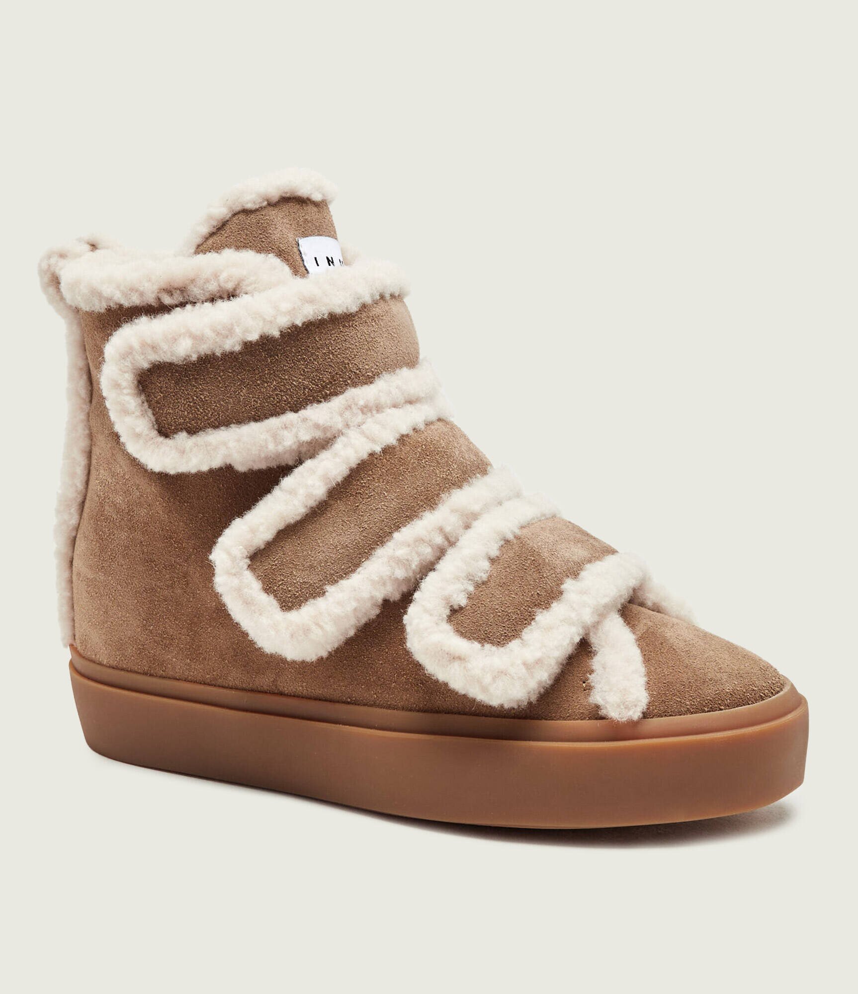 Inuikii Căptușite botine cu platformă Velcro Wedge | piele întoarsă | shearling cu adaos de lână