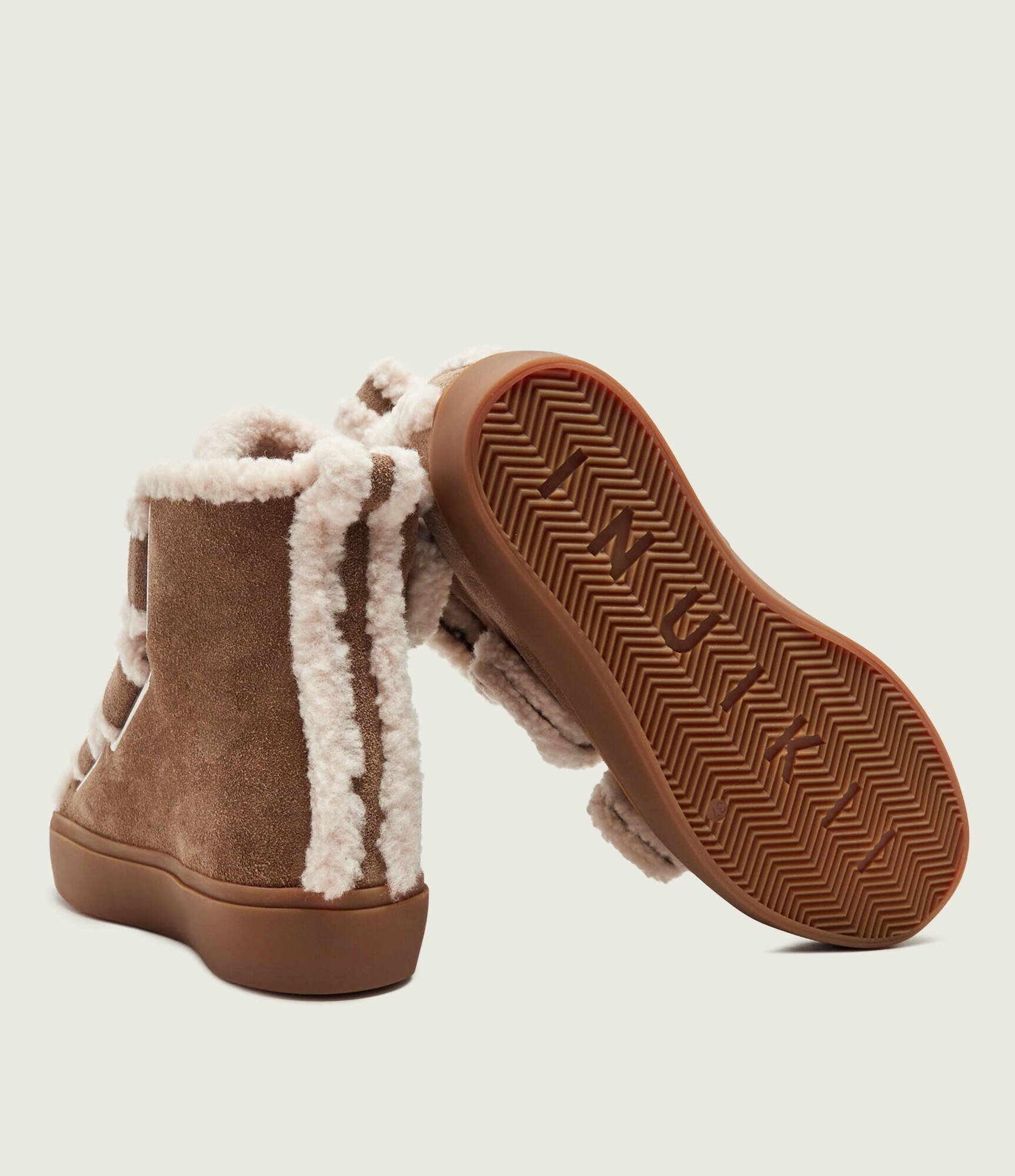 Inuikii Căptușite botine cu platformă Velcro Wedge | piele întoarsă | shearling cu adaos de lână