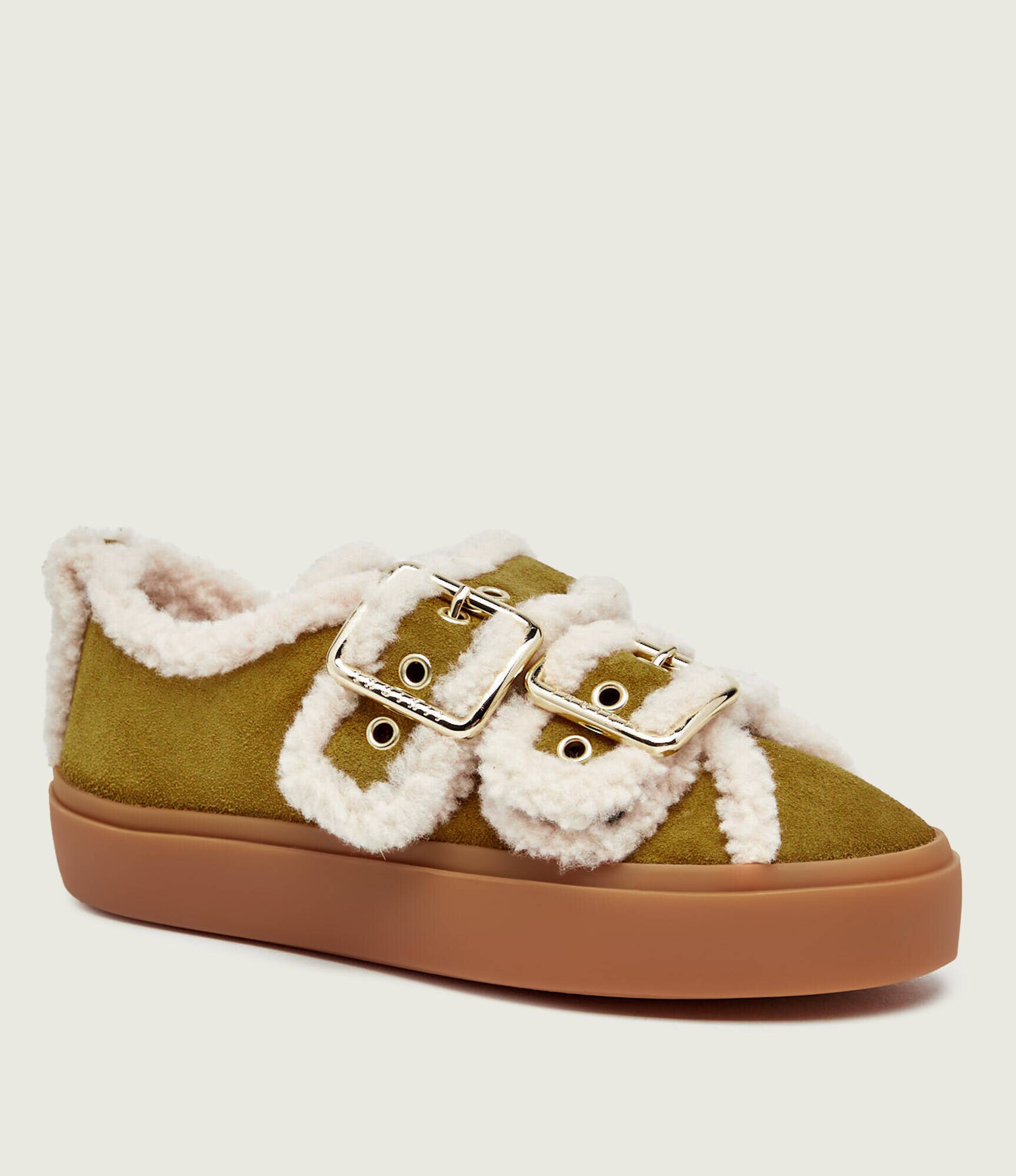 Inuikii Căptușite sneakers Low Velcro Buckle | piele întoarsă | shearling