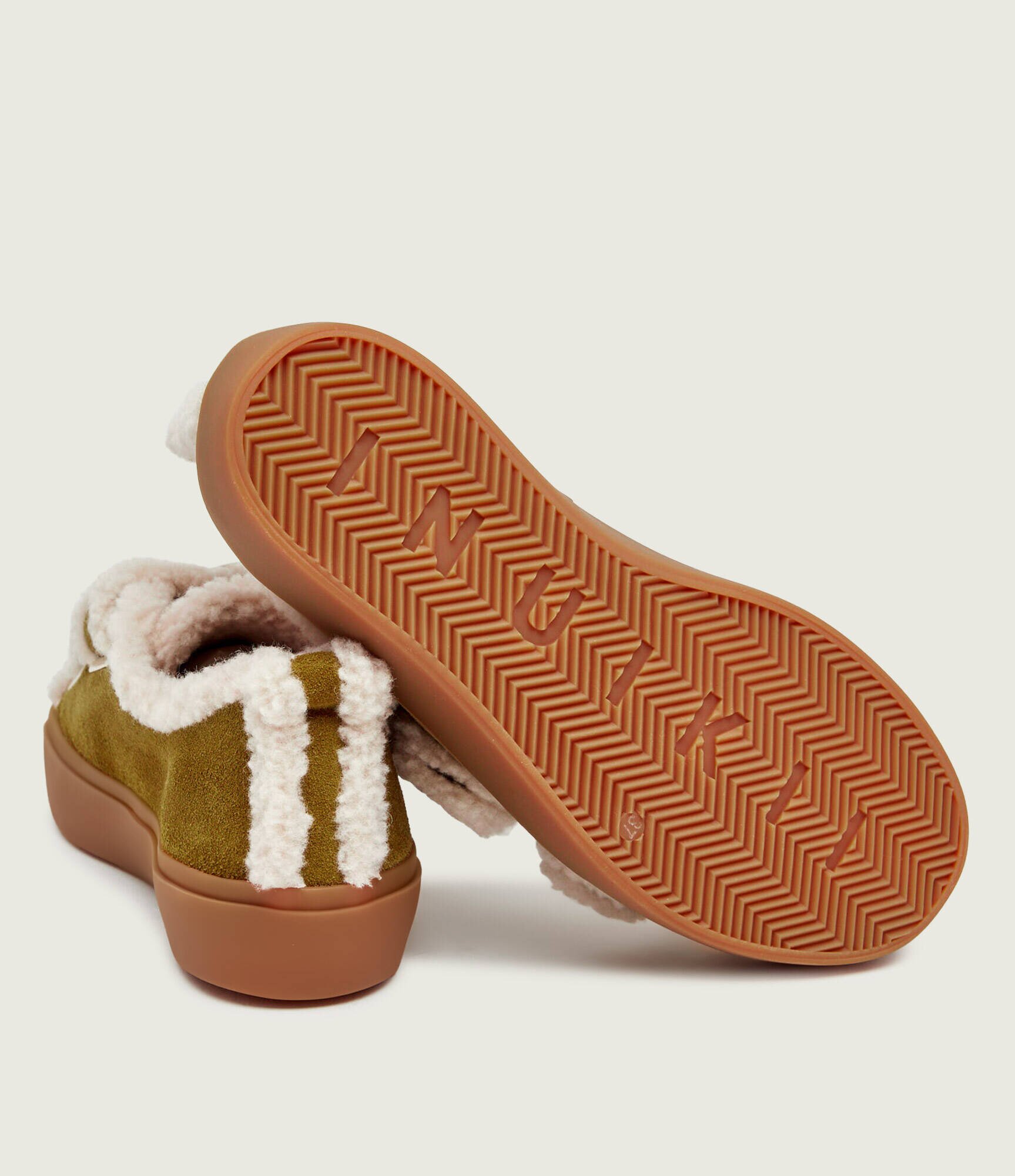 Inuikii Căptușite sneakers Low Velcro Buckle | piele întoarsă | shearling