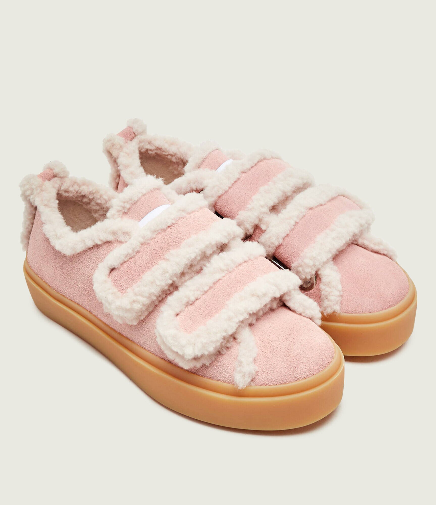 Inuikii Căptușite sneakers Low Velcro Pastelle | piele întoarsă (zamsz) | cu adaos de lână | shearling