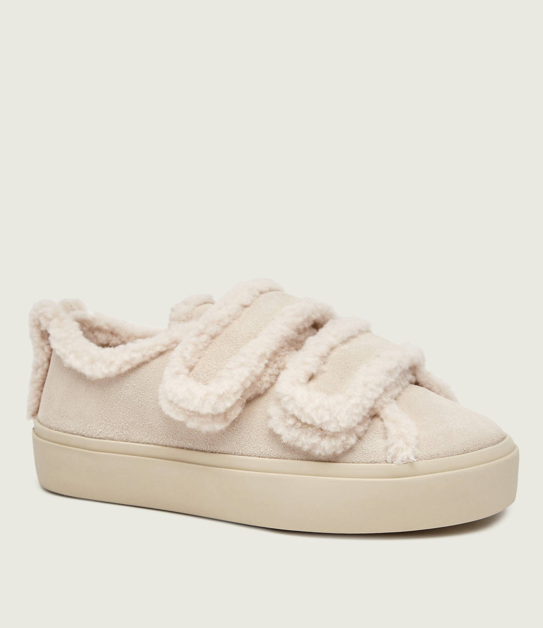 Inuikii Căptușite sneakers Low Velcro Pastelle | piele întoarsă (zamsz) | cu adaos de lână | shearling