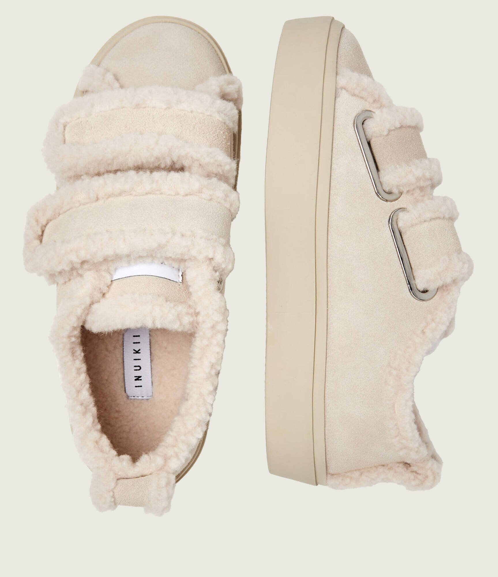 Inuikii Căptușite sneakers Low Velcro Pastelle | piele întoarsă (zamsz) | cu adaos de lână | shearling