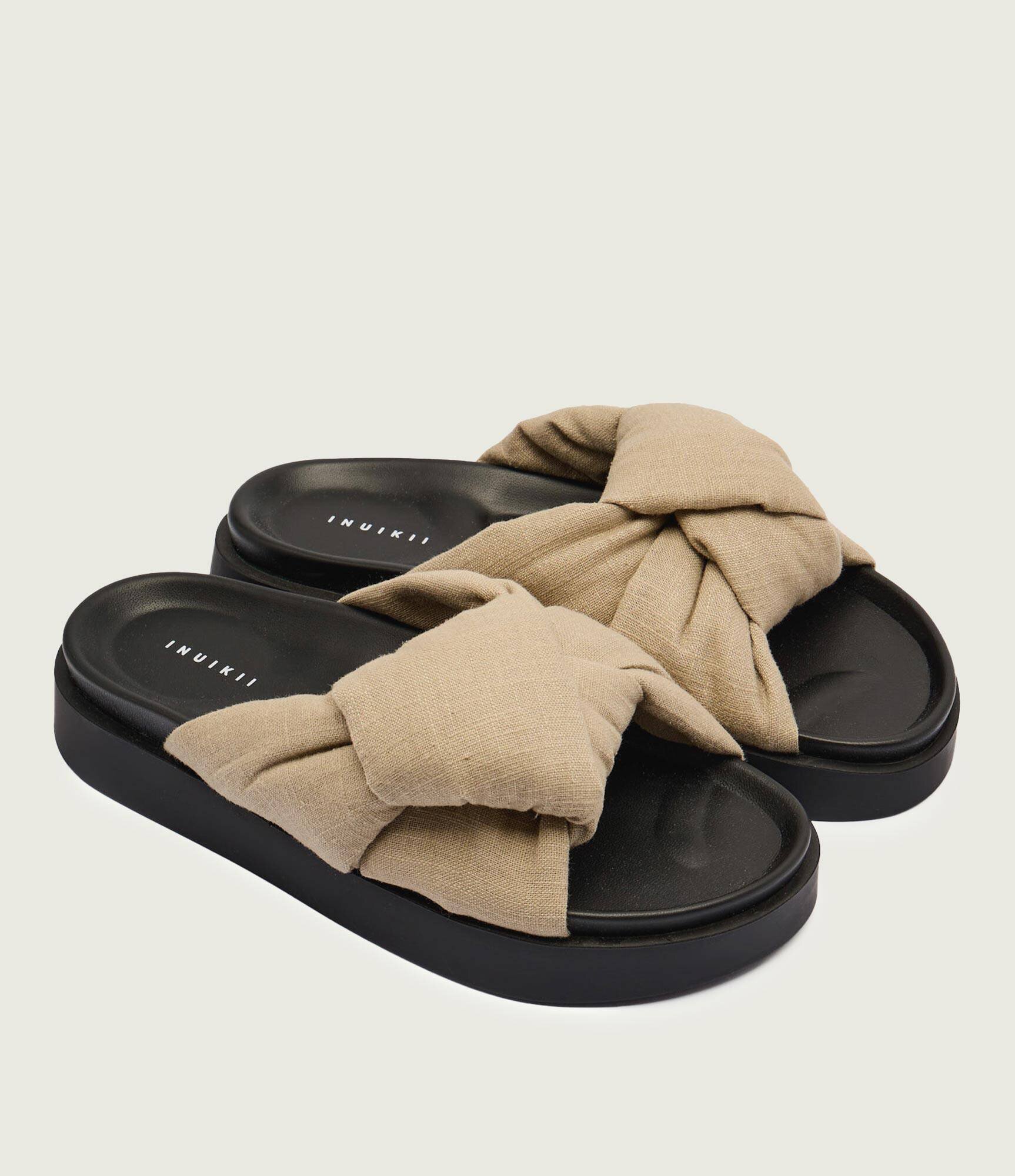 Inuikii De in șlapi Oversized Linen Knot | piele întoarsă