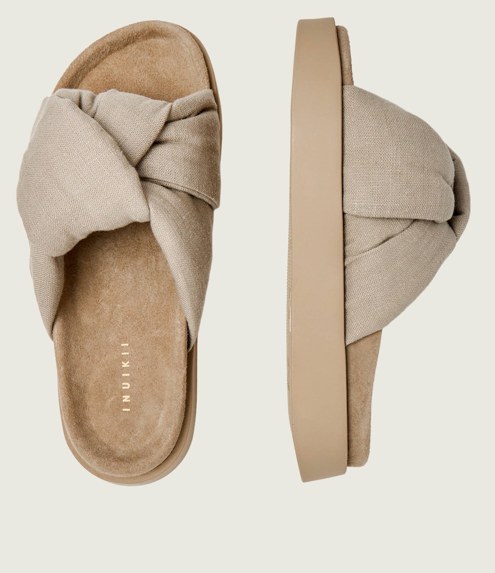 Inuikii De in șlapi Oversized Linen Knot | piele întoarsă