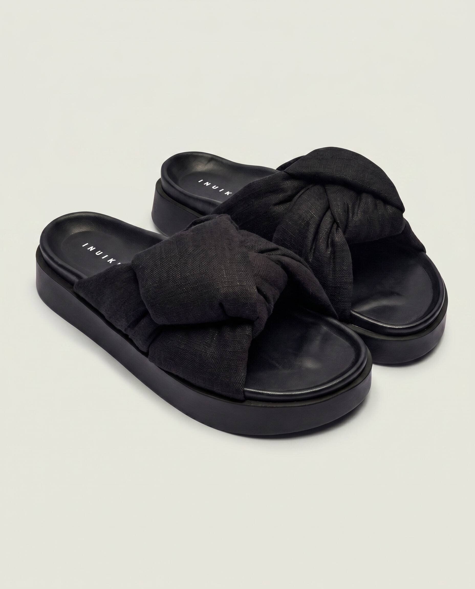 Inuikii De in șlapi Oversized Linen Knot | piele întoarsă
