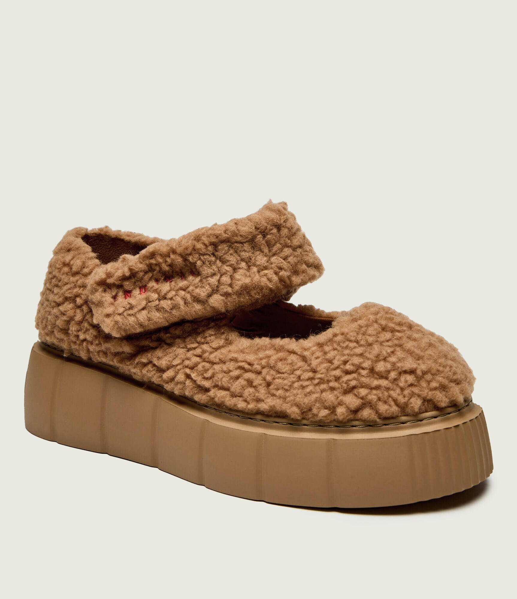 Inuikii De lână balerini Matilda M.J. Curly Mary Jane | shearling cu adaos de piele