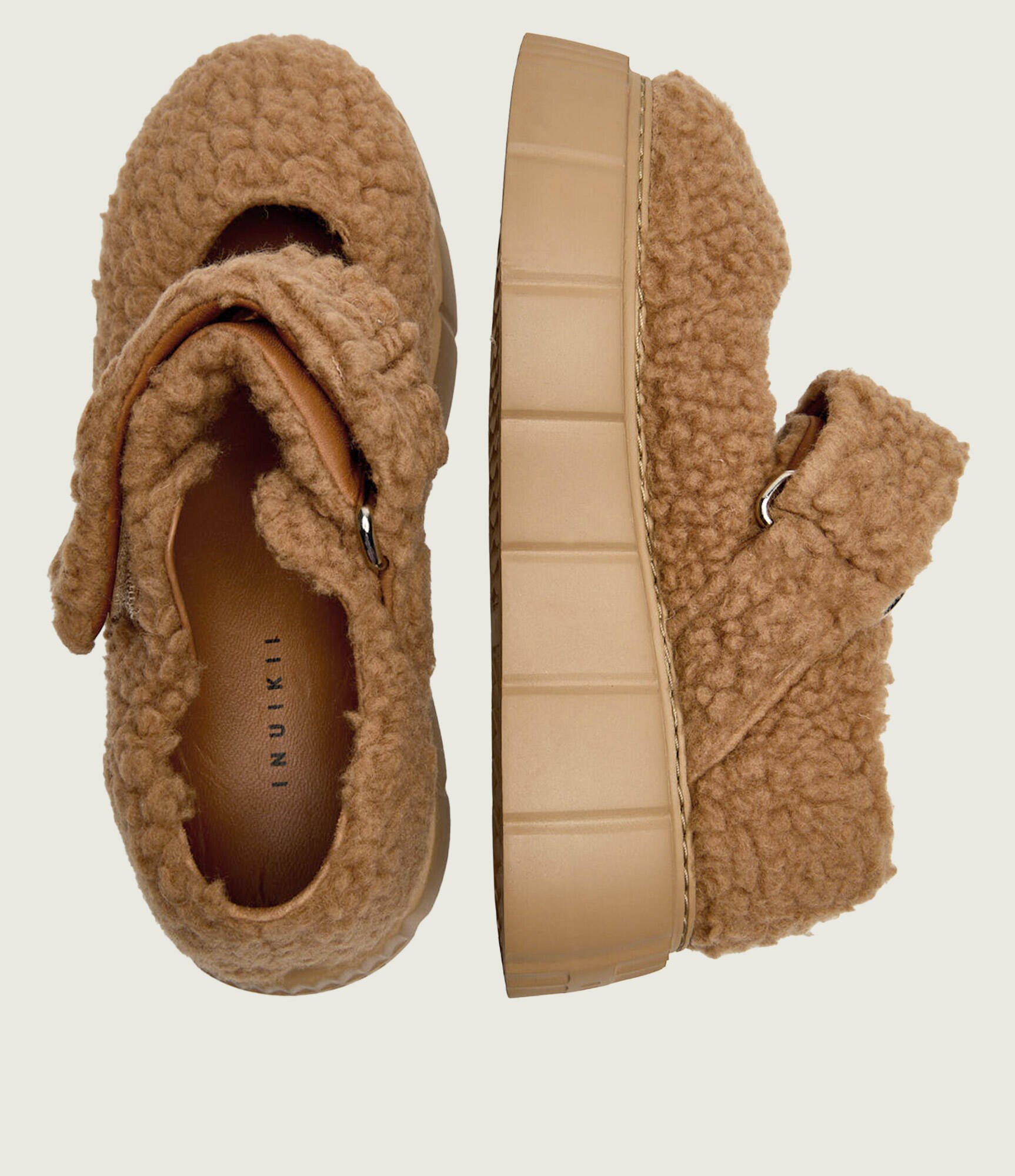 Inuikii De lână balerini Matilda M.J. Curly Mary Jane | shearling cu adaos de piele