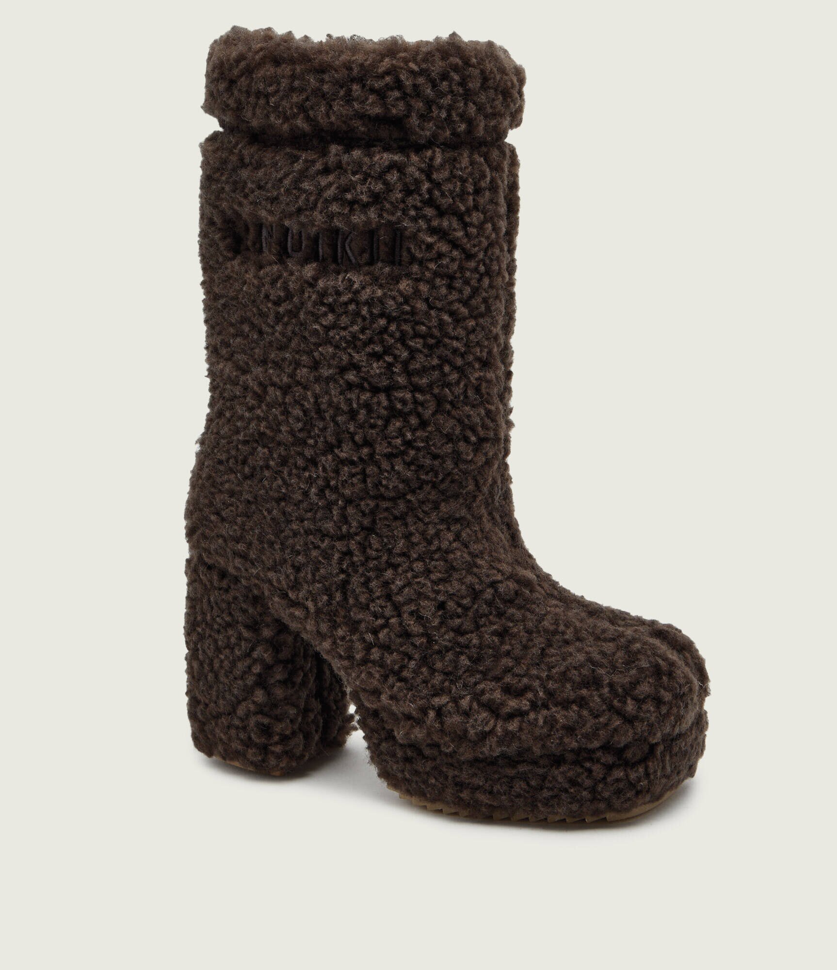 Inuikii De lână cizme cu toc CURLY HIGH cu adaos de piele | shearling