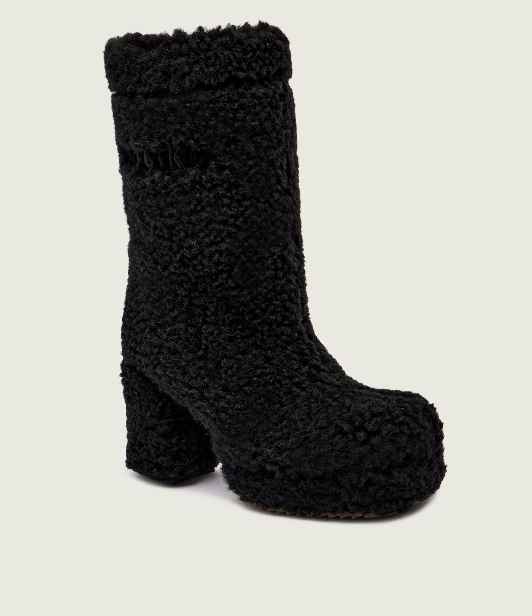 Inuikii De lână cizme cu toc Curly High cu adaos de piele | shearling