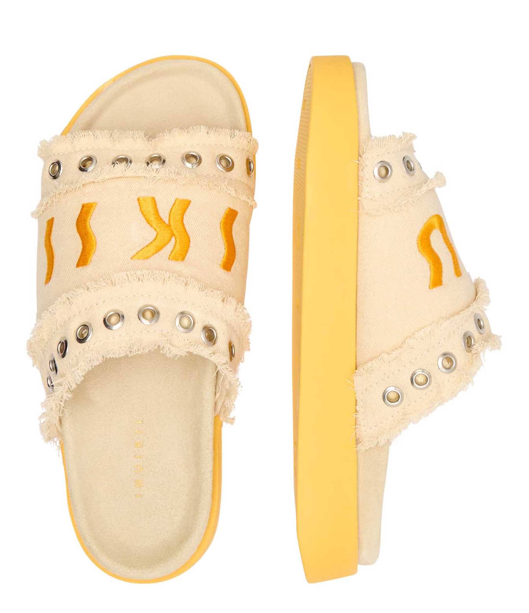 Inuikii Șlapi Frayed Denim Low cu adaos de piele