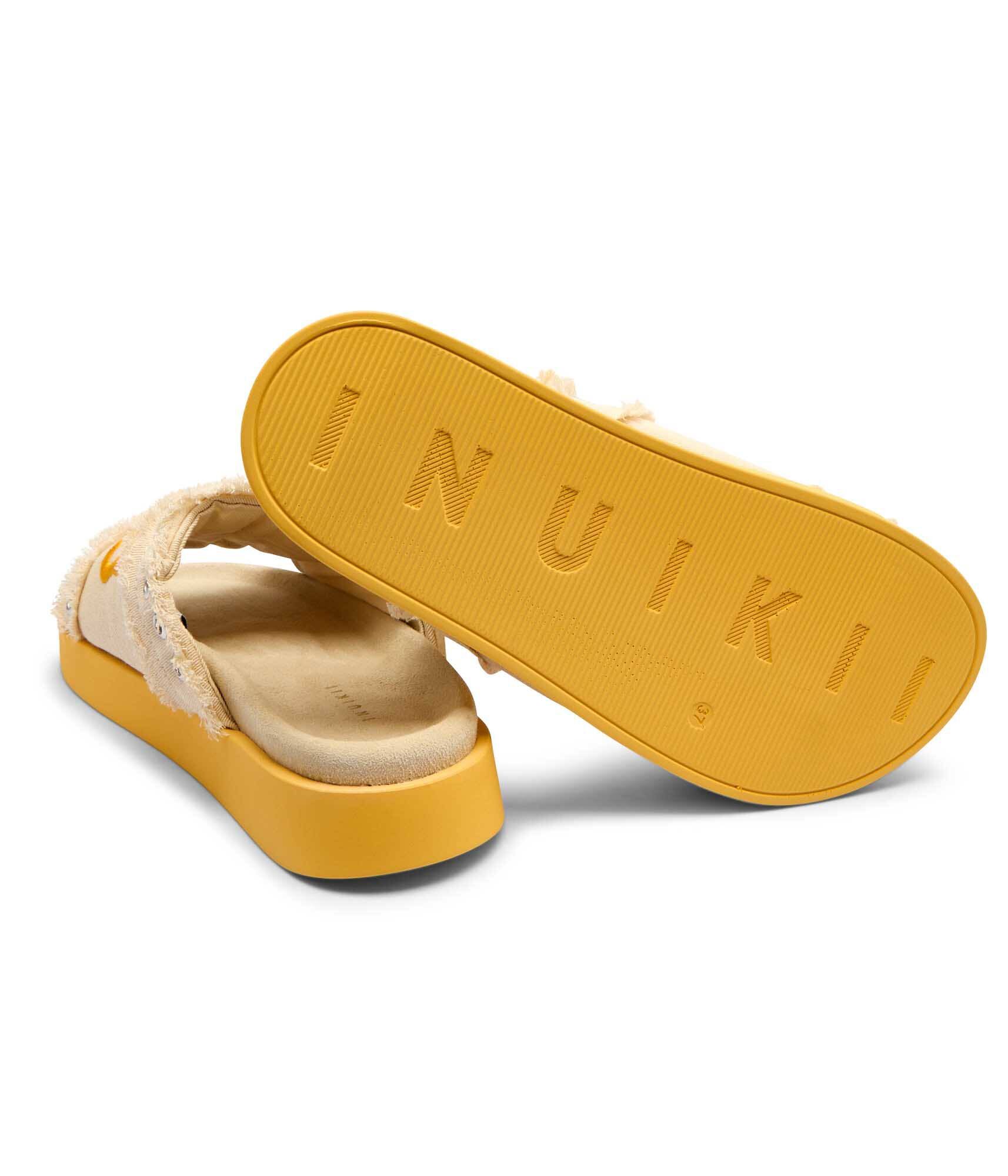Inuikii Șlapi Frayed Denim Low cu adaos de piele
