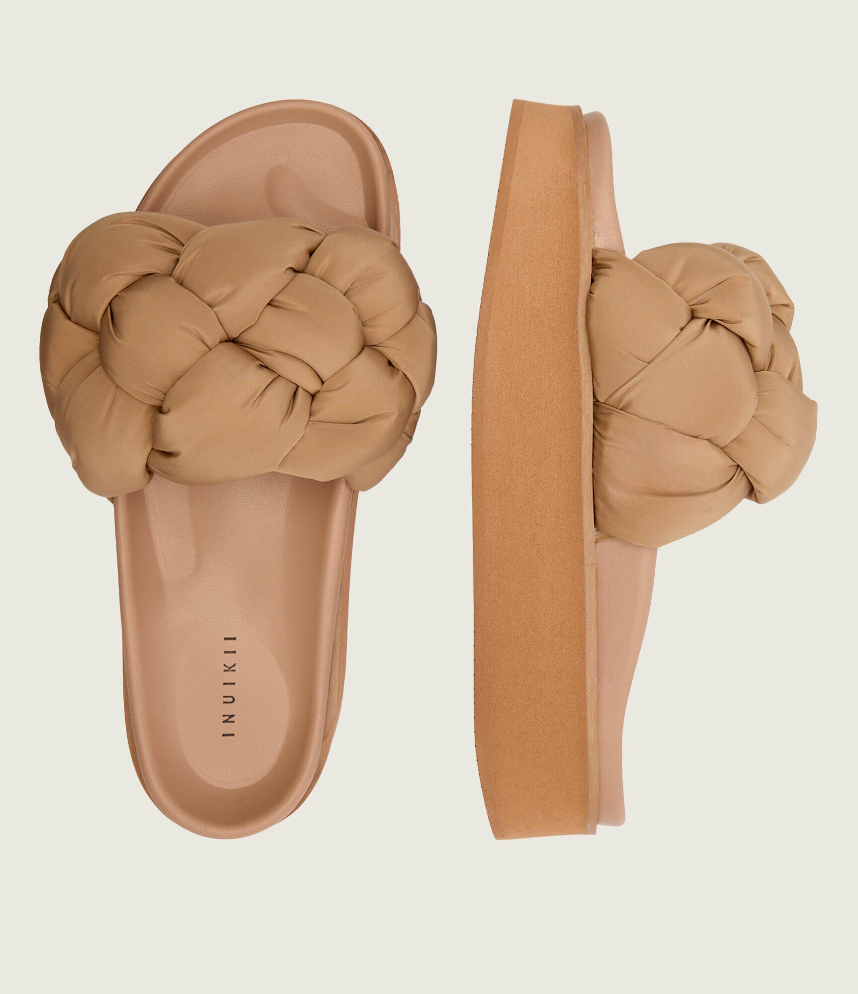 Inuikii Șlapi Puffer Braided cu adaos de piele