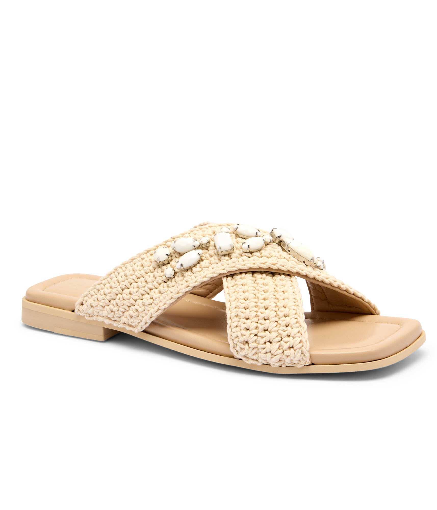 Inuikii Șlapi Woven Crossed Stones cu adaos de piele
