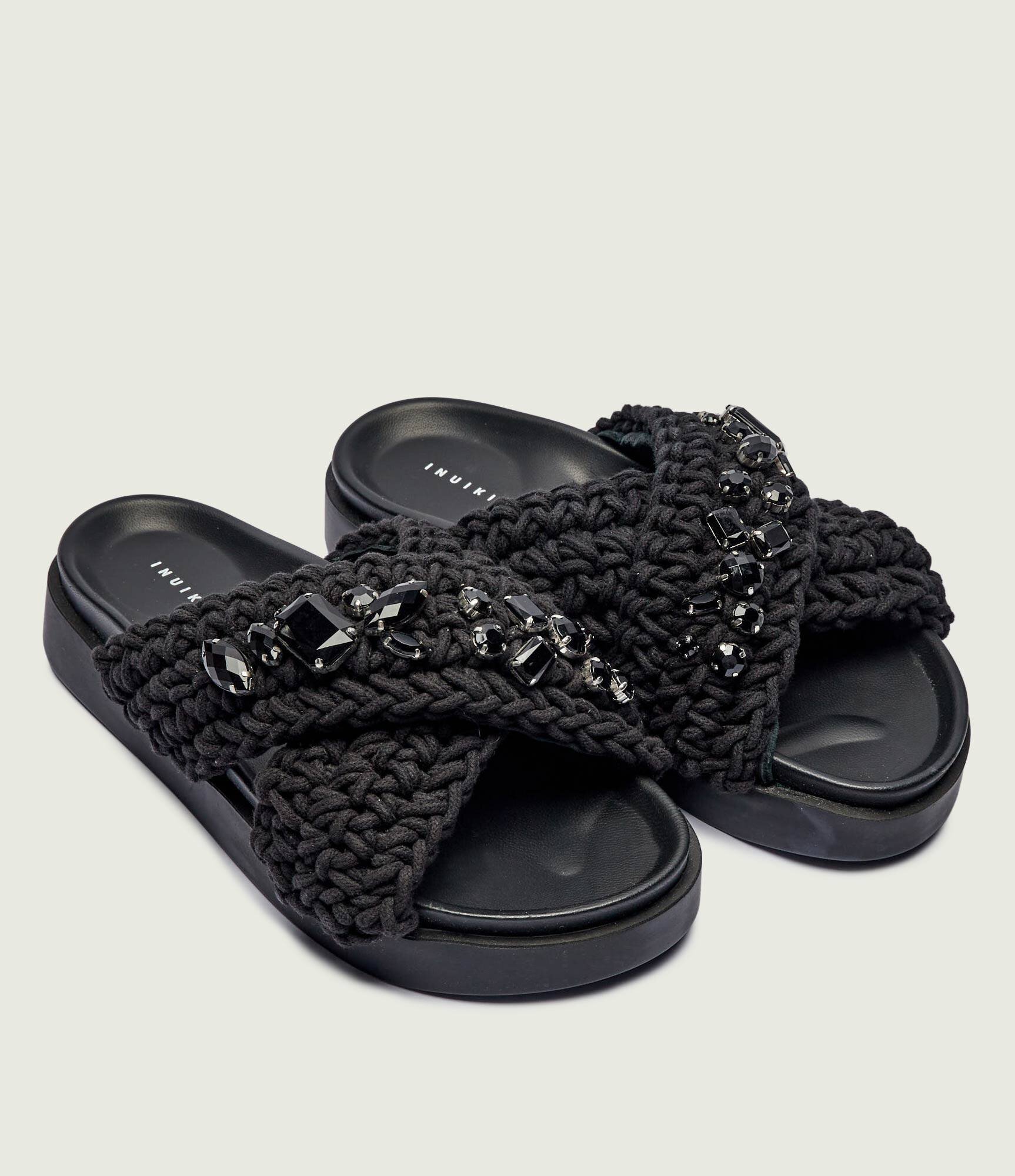 Inuikii Șlapi WOVEN STONES cu adaos de piele