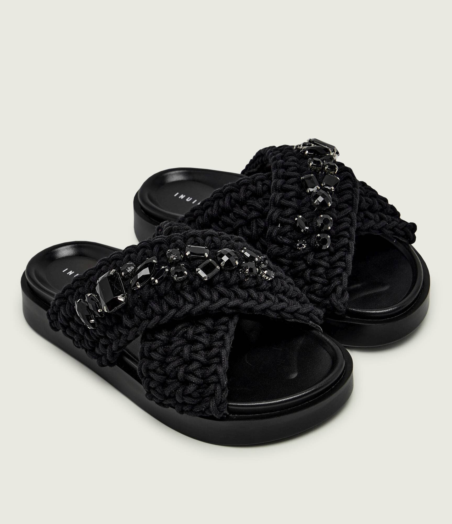 Inuikii Șlapi WOVEN STONES cu adaos de piele