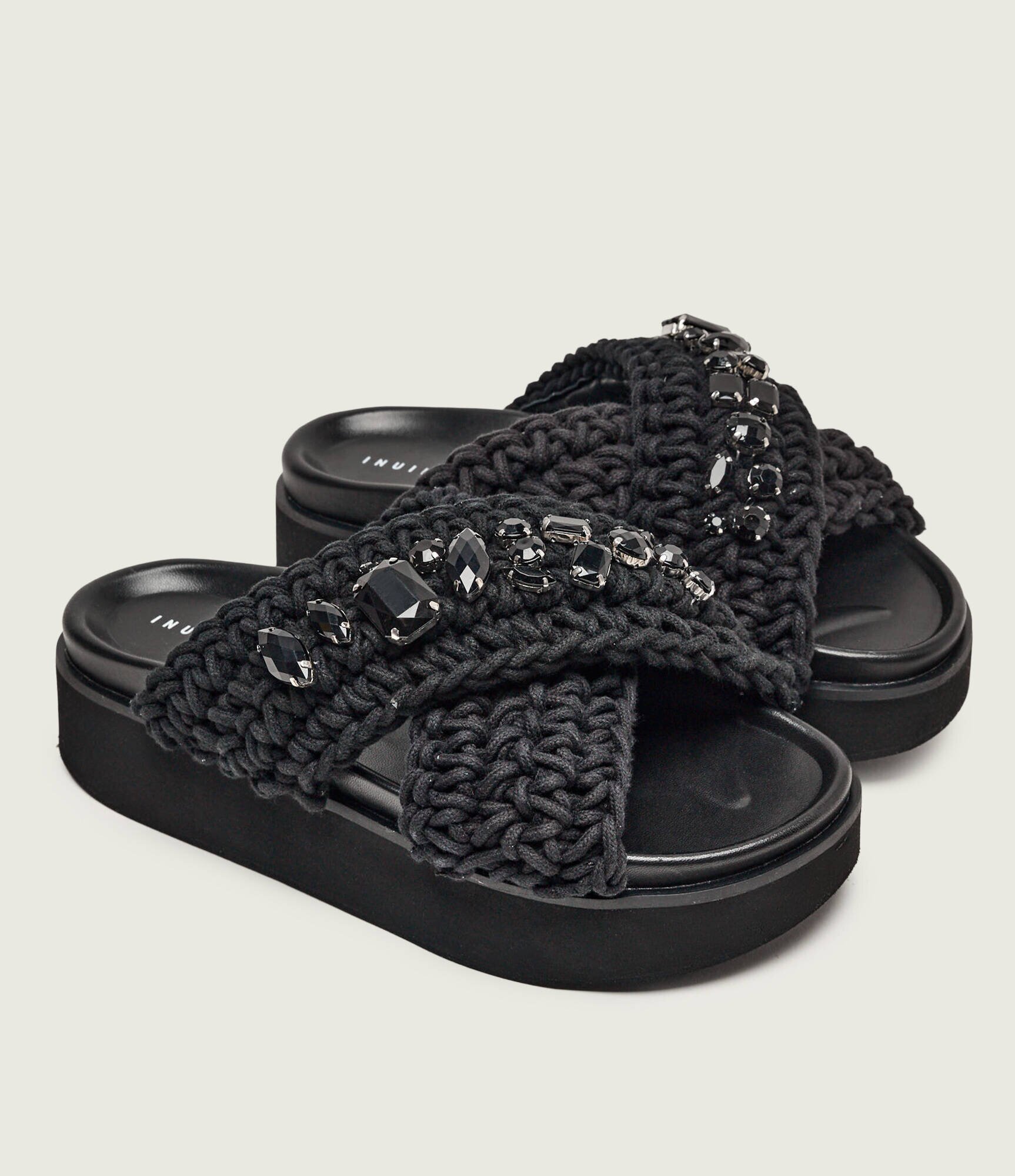 Inuikii Șlapi WOVEN STONES cu adaos de piele