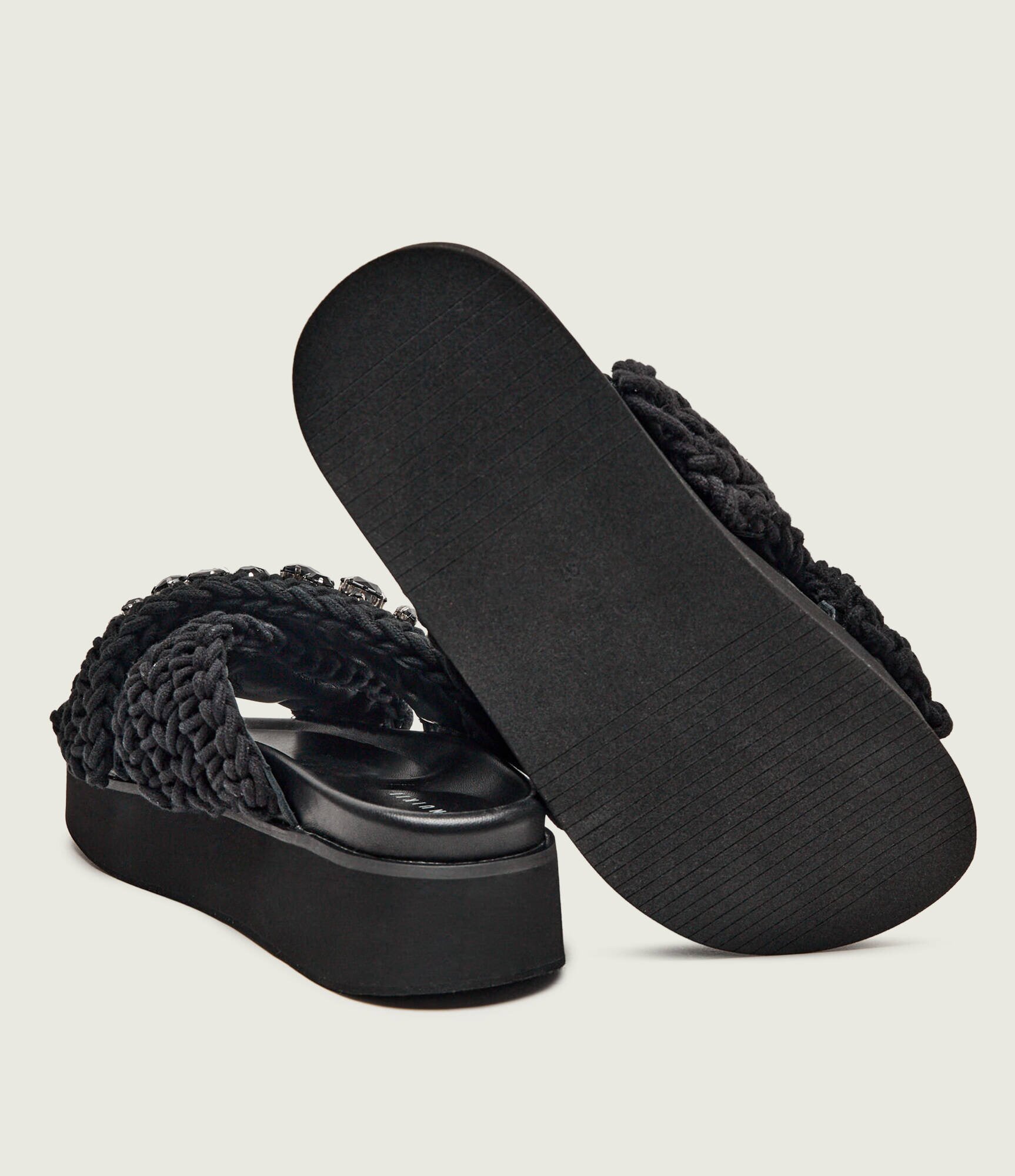 Inuikii Șlapi WOVEN STONES cu adaos de piele