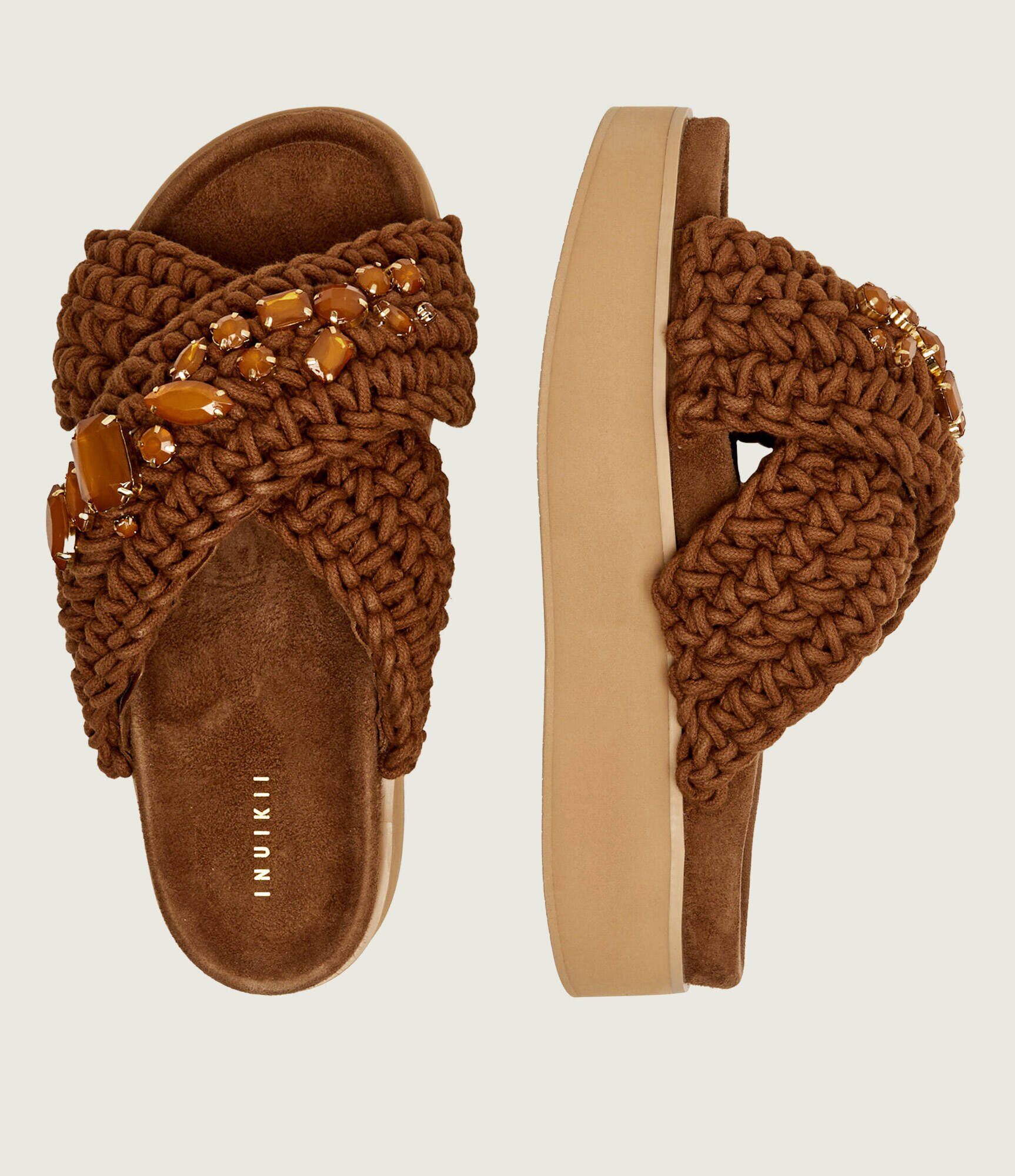 Inuikii Șlapi WOVEN STONES | piele întoarsă
