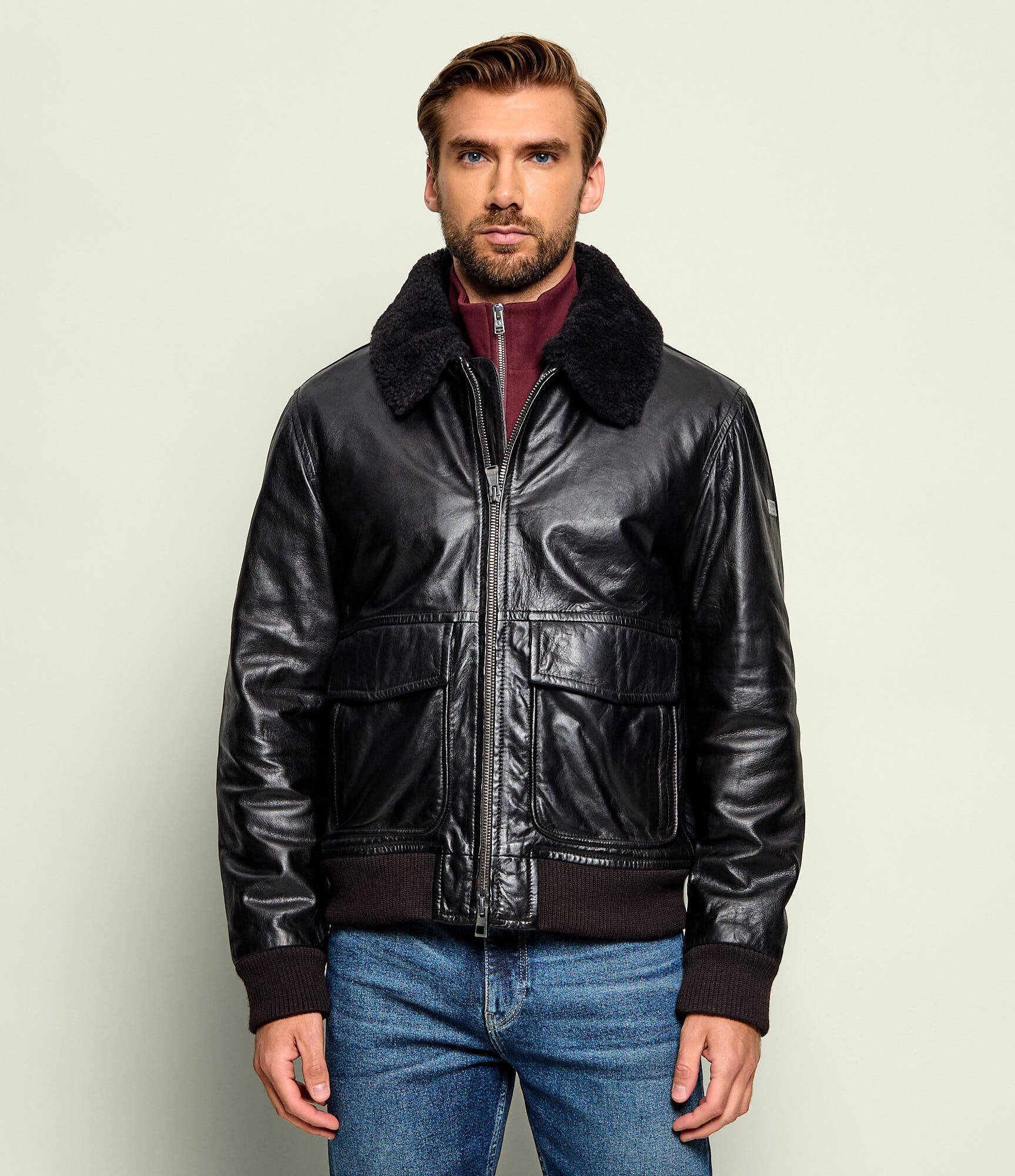 Joop! Geacă de piele Dalko | regular fit cu adaos de lână