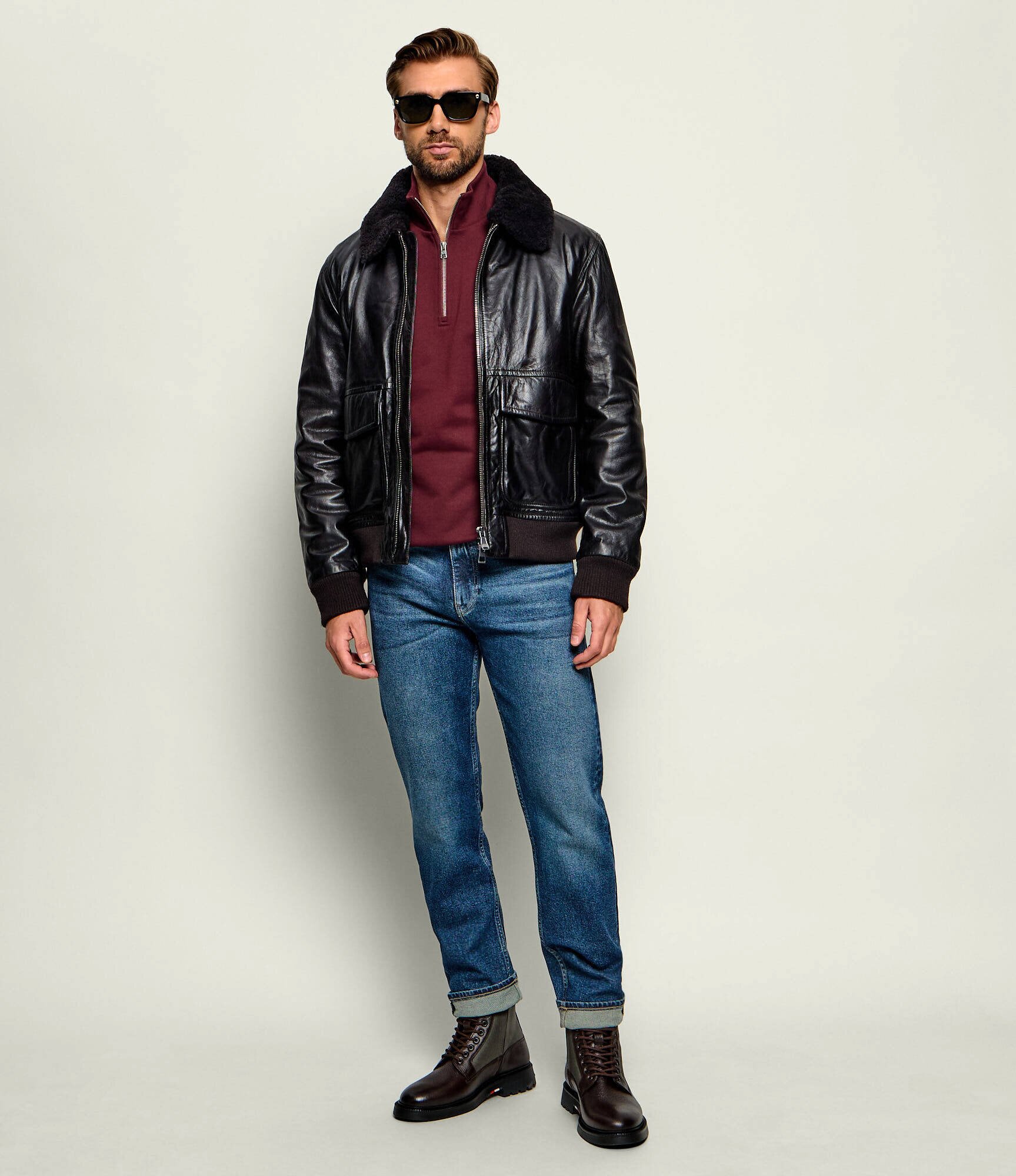 Joop! Geacă de piele Dalko | regular fit cu adaos de lână