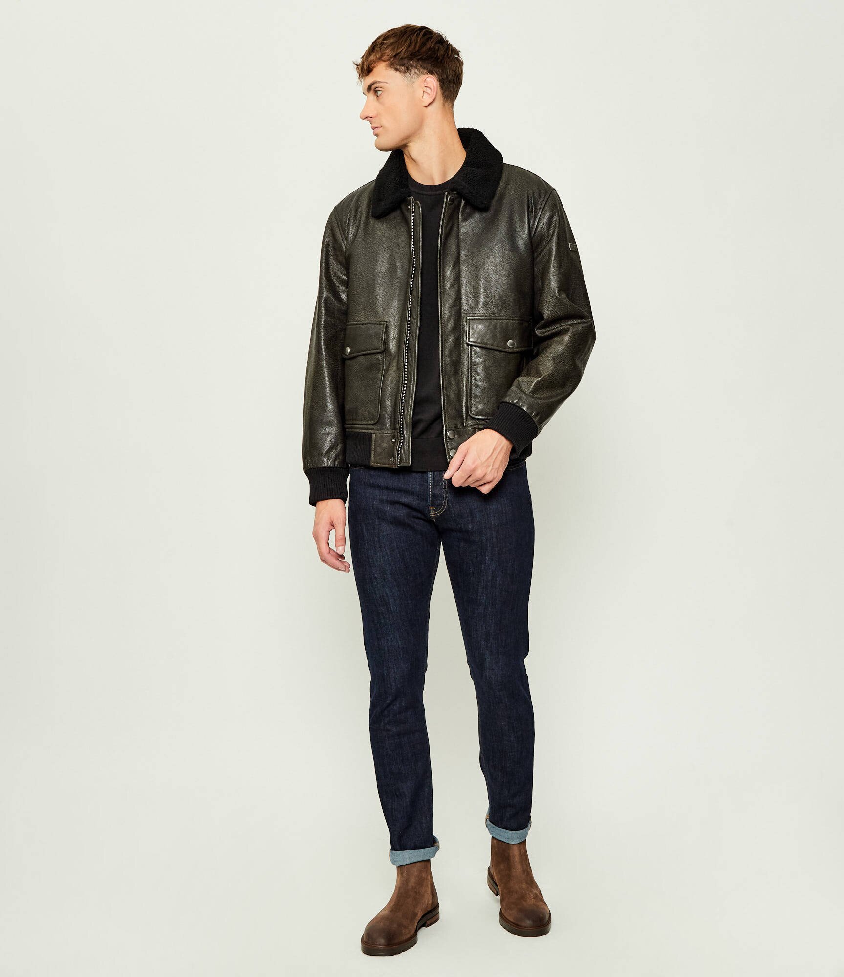 JOOP! Jeans Geacă de piele Falko | regular fit | shearling