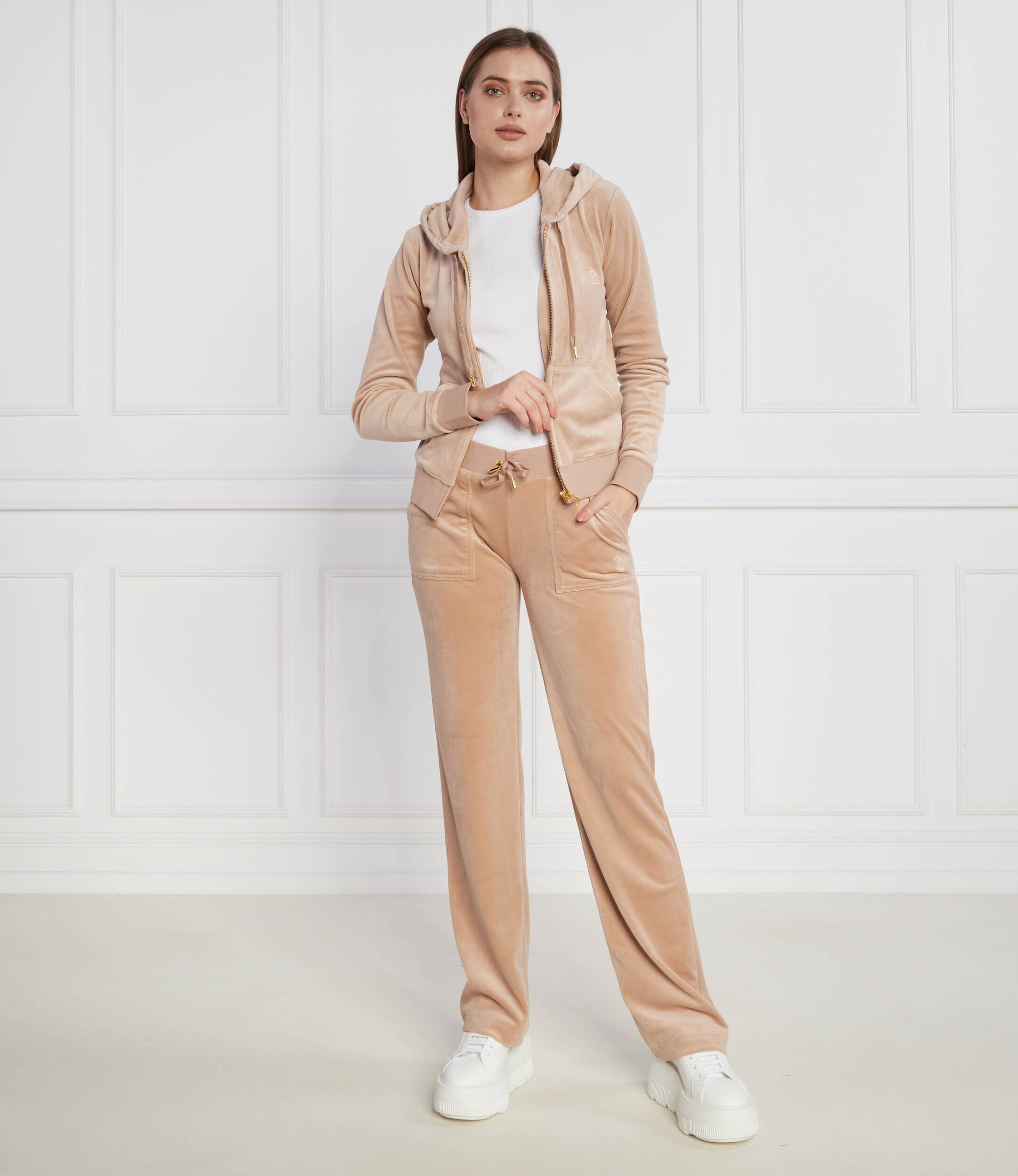 Juicy Couture Hanorac Robertson Classic Velour Zip Trough Hoodie GOLD HW | Regular Fit